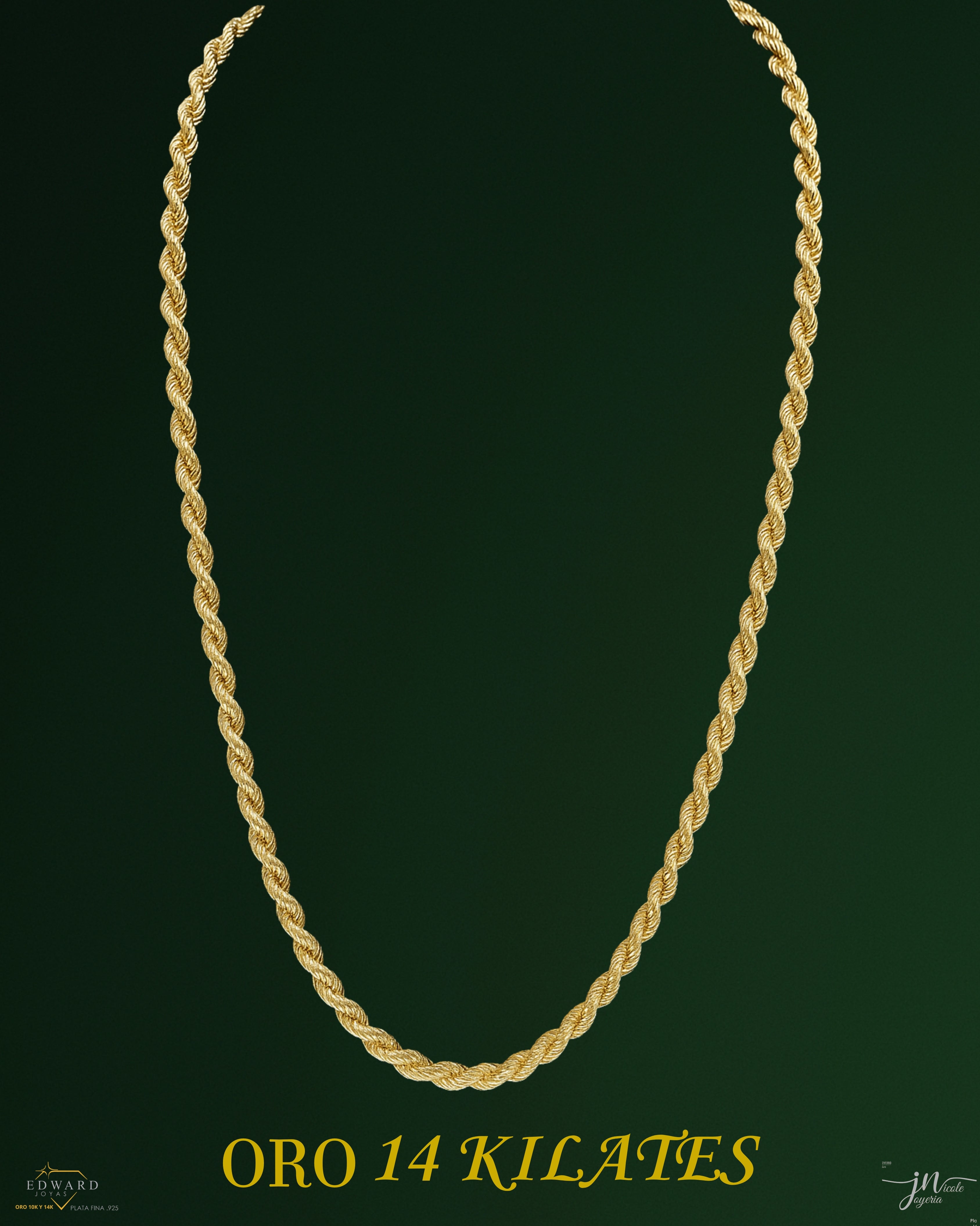 Cadena Torzal sólido en oro 14k de 6mm