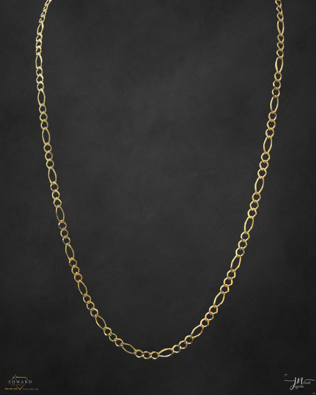 Cadena fígaro tejido 3x1 sólida en Oro 10K de 4mm