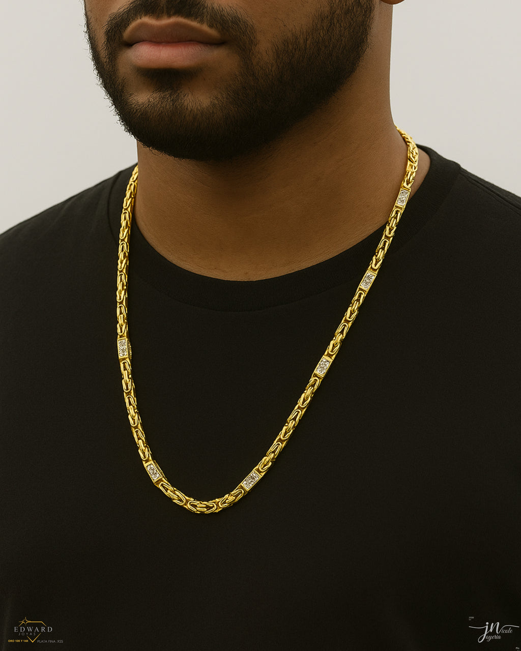 Cadena bizantino 14K de 6mm