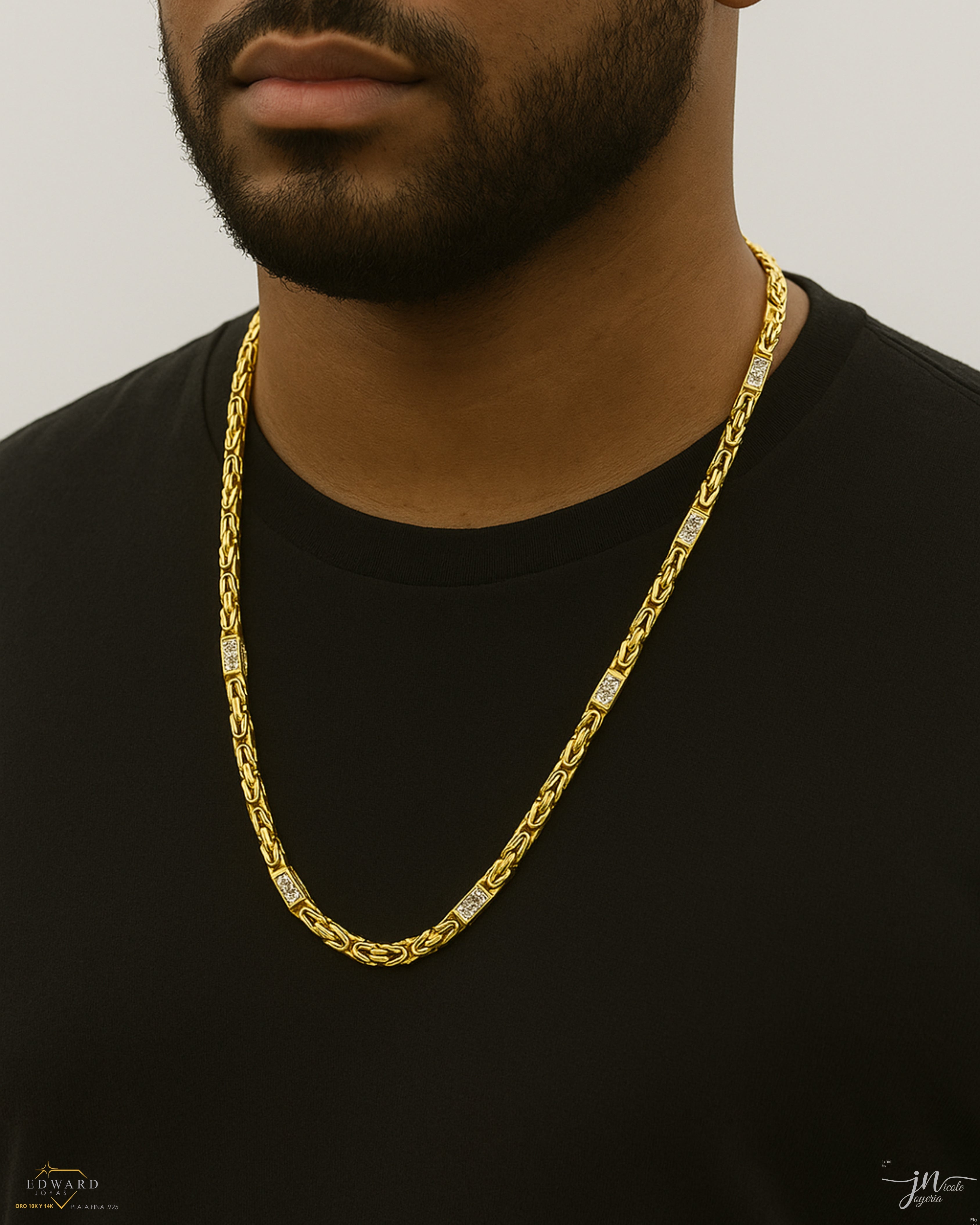 Cadena bizantino 14K de 6mm