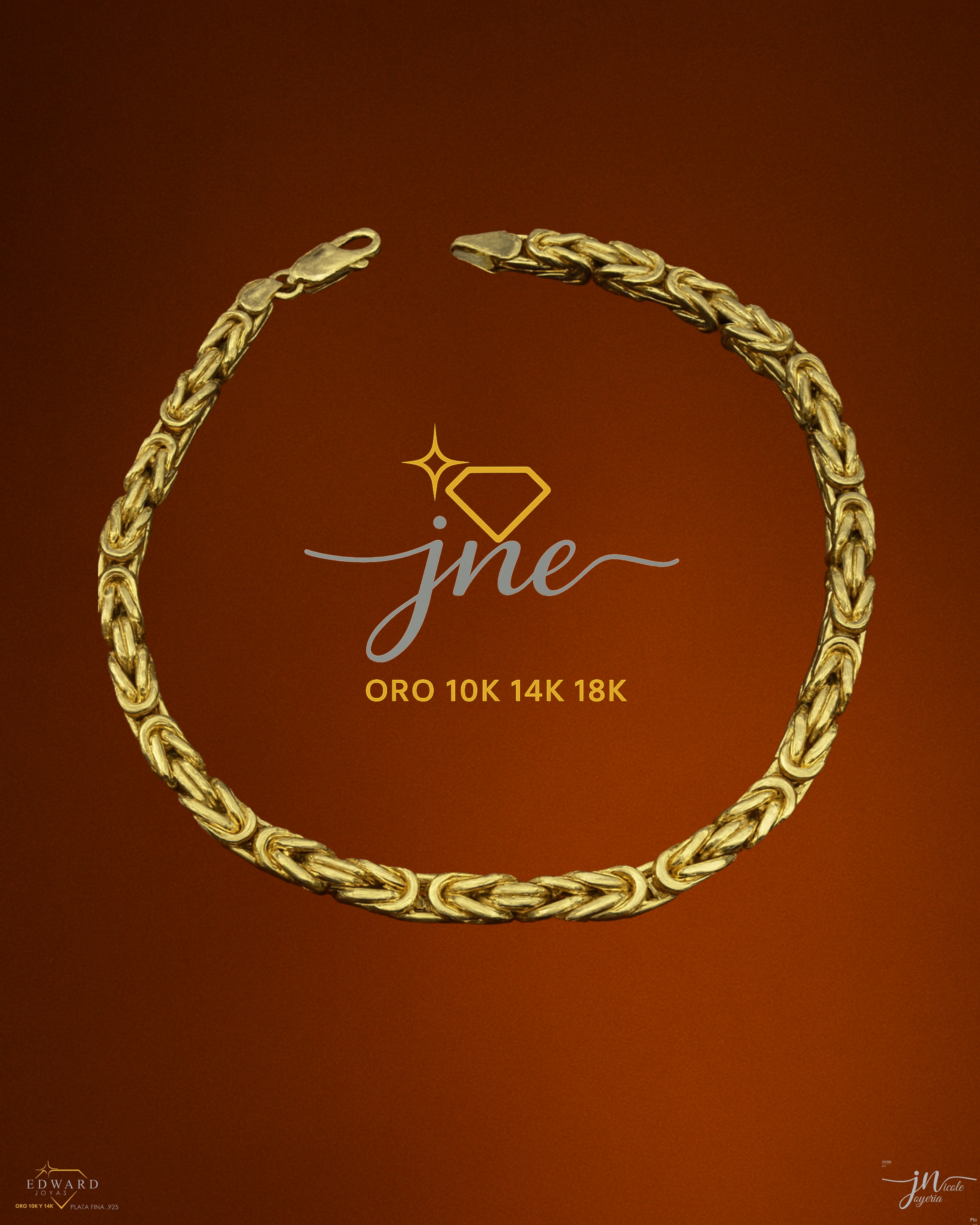 Pulso bizanty en oro de 10K de 4mm