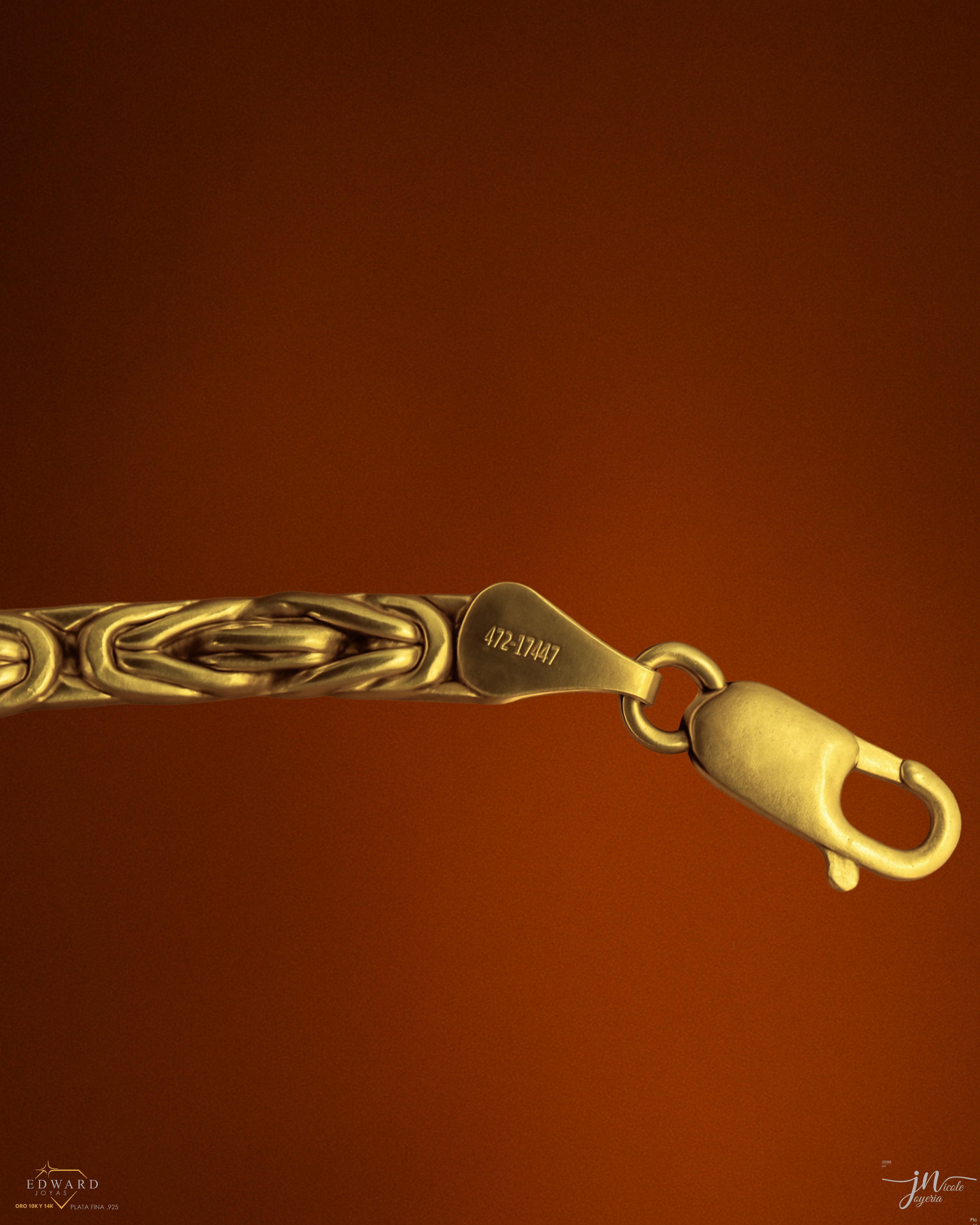 Pulso bizanty en oro de 10K de 4mm