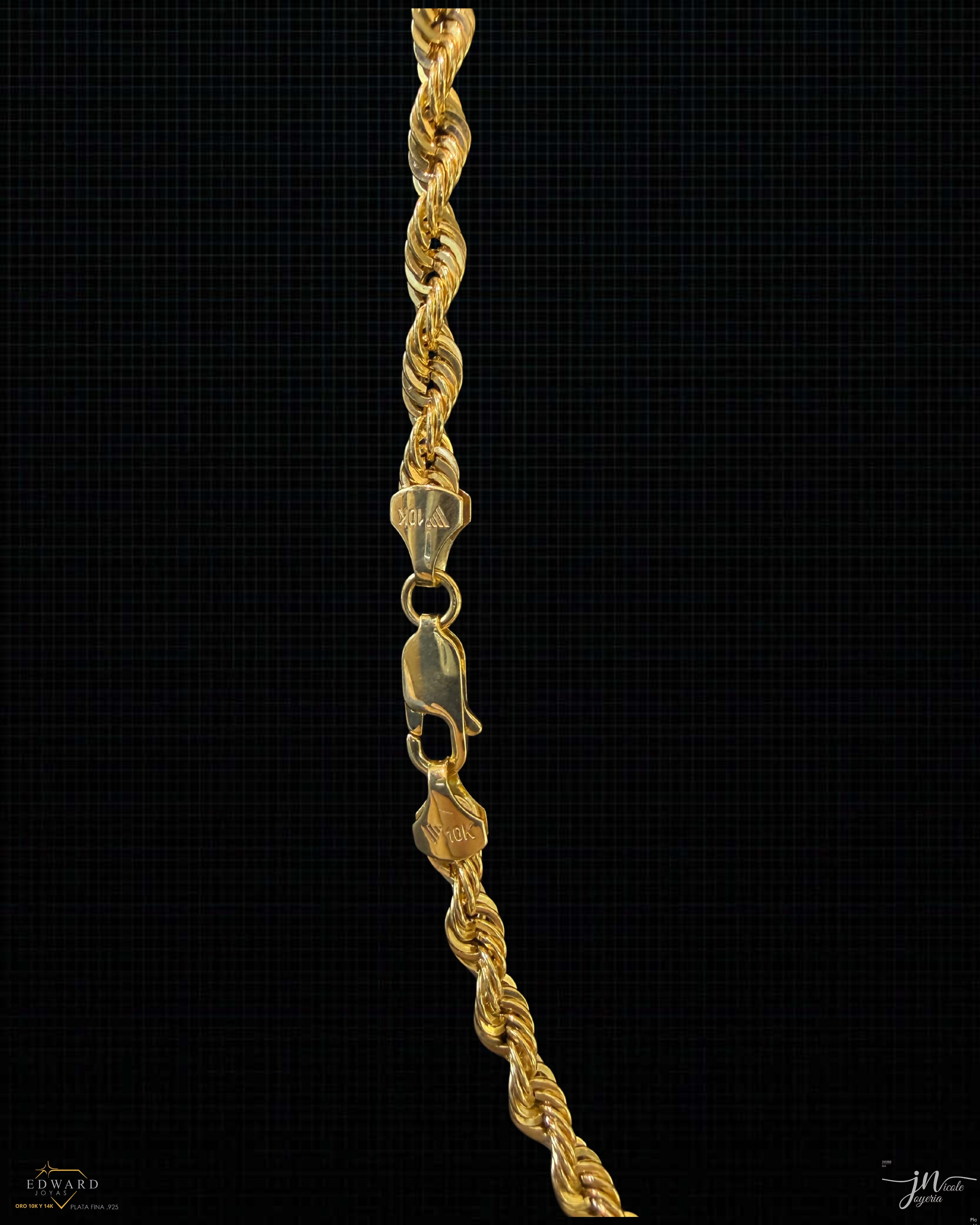 Cadena torzal en oro 10K de 4mm