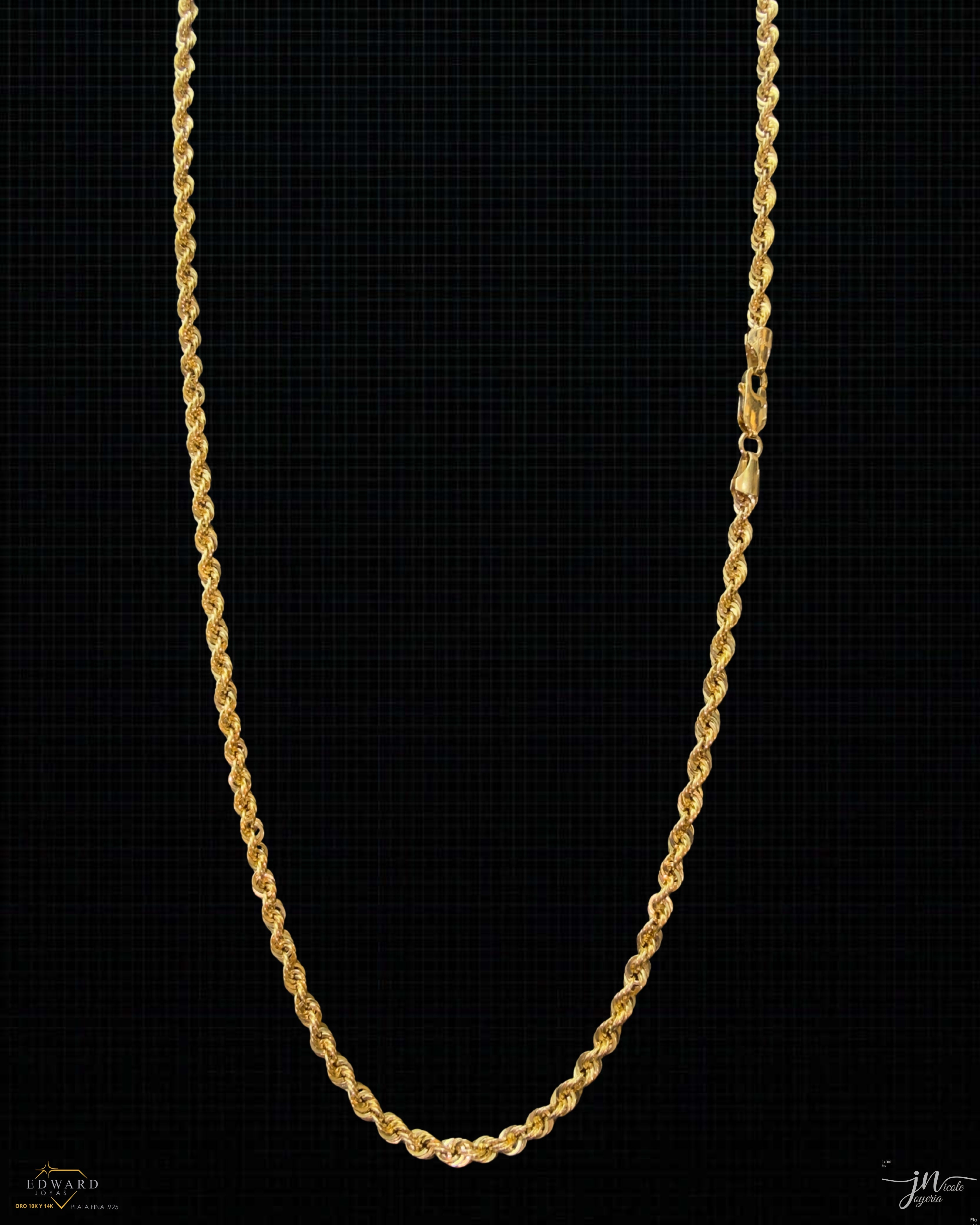 Cadena Torzal en Oro de 10K en 3mm