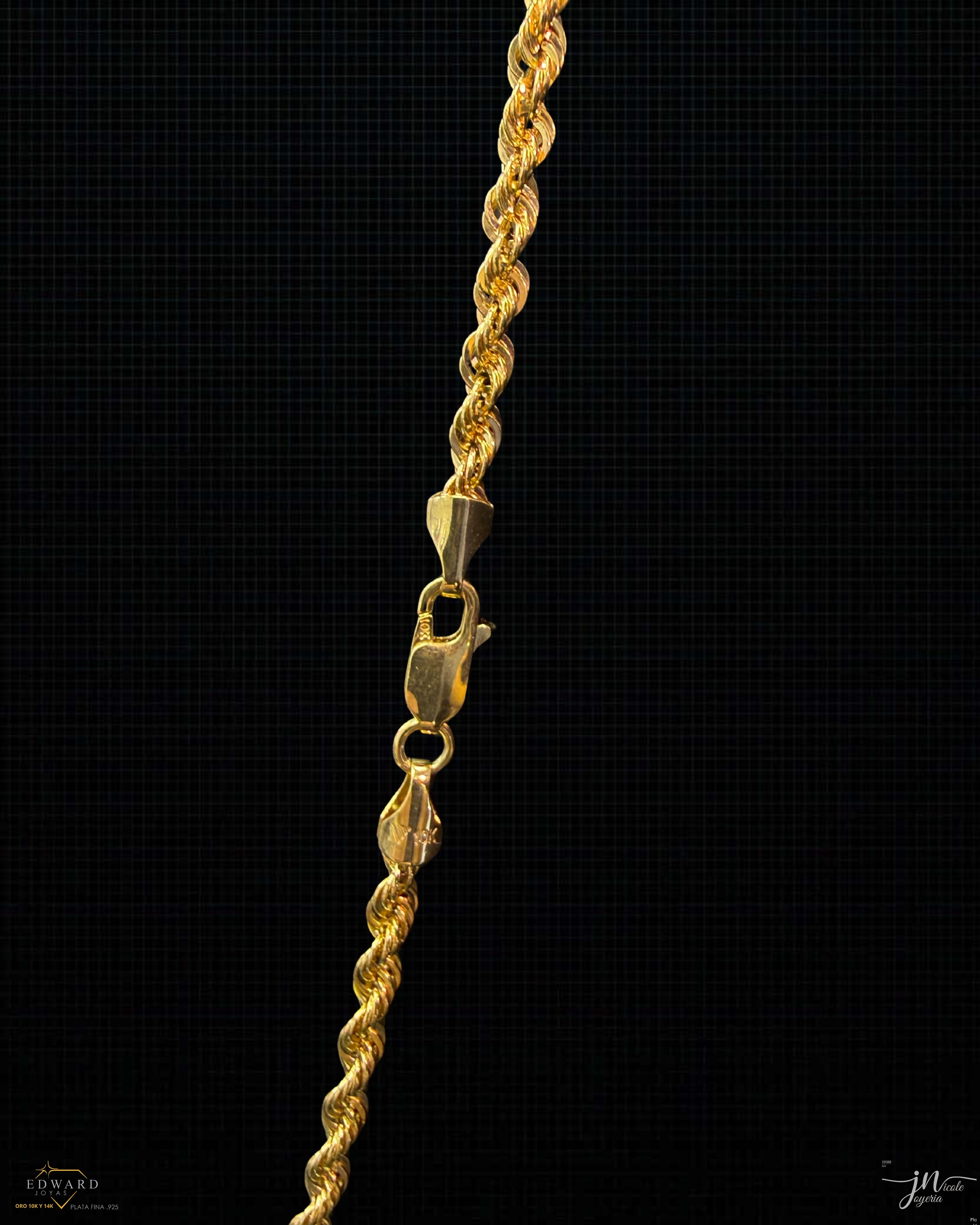 Cadena Torzal en Oro de 10K en 3mm