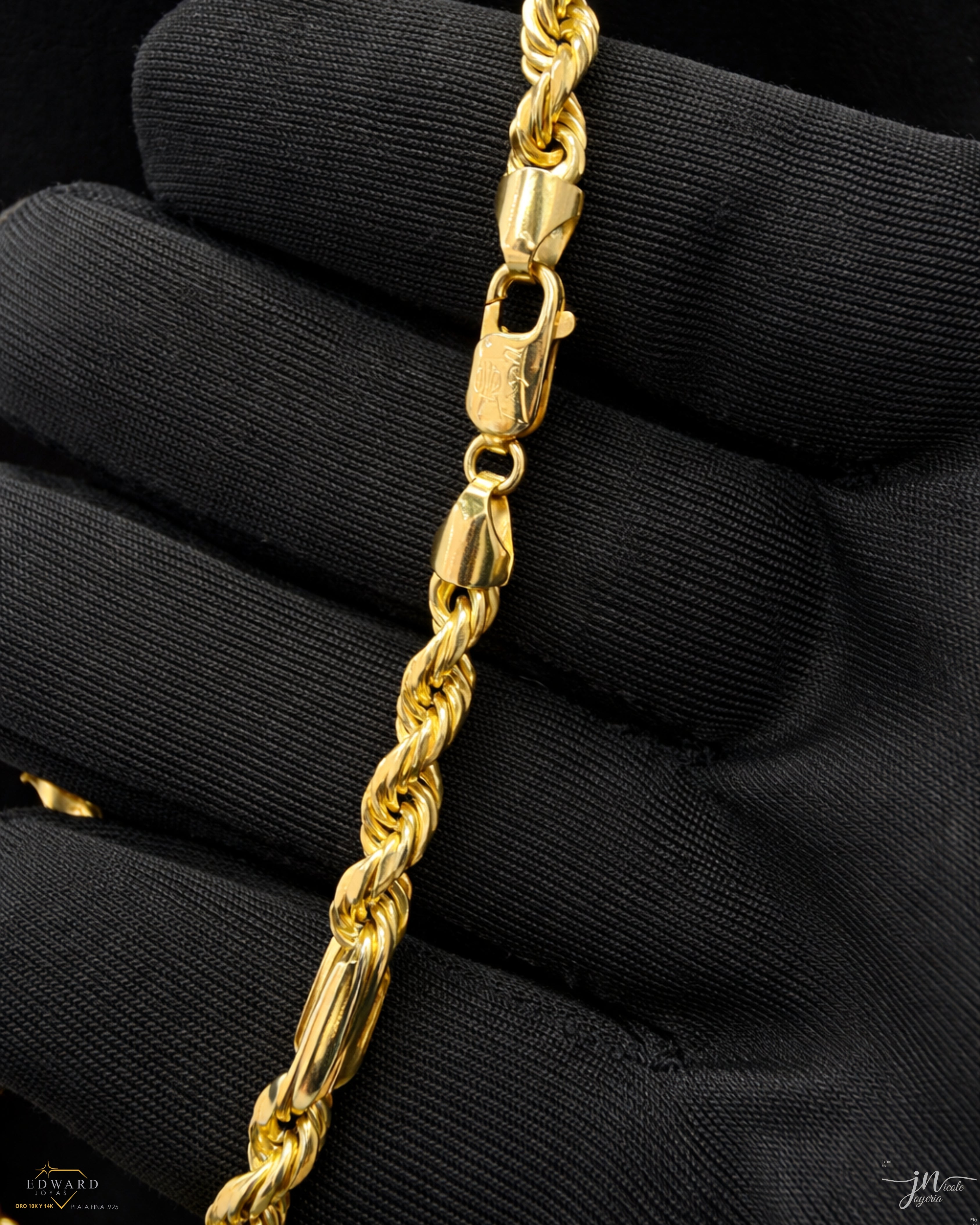 Cadena Torzal fígaro en Oro de 10K en 5mm