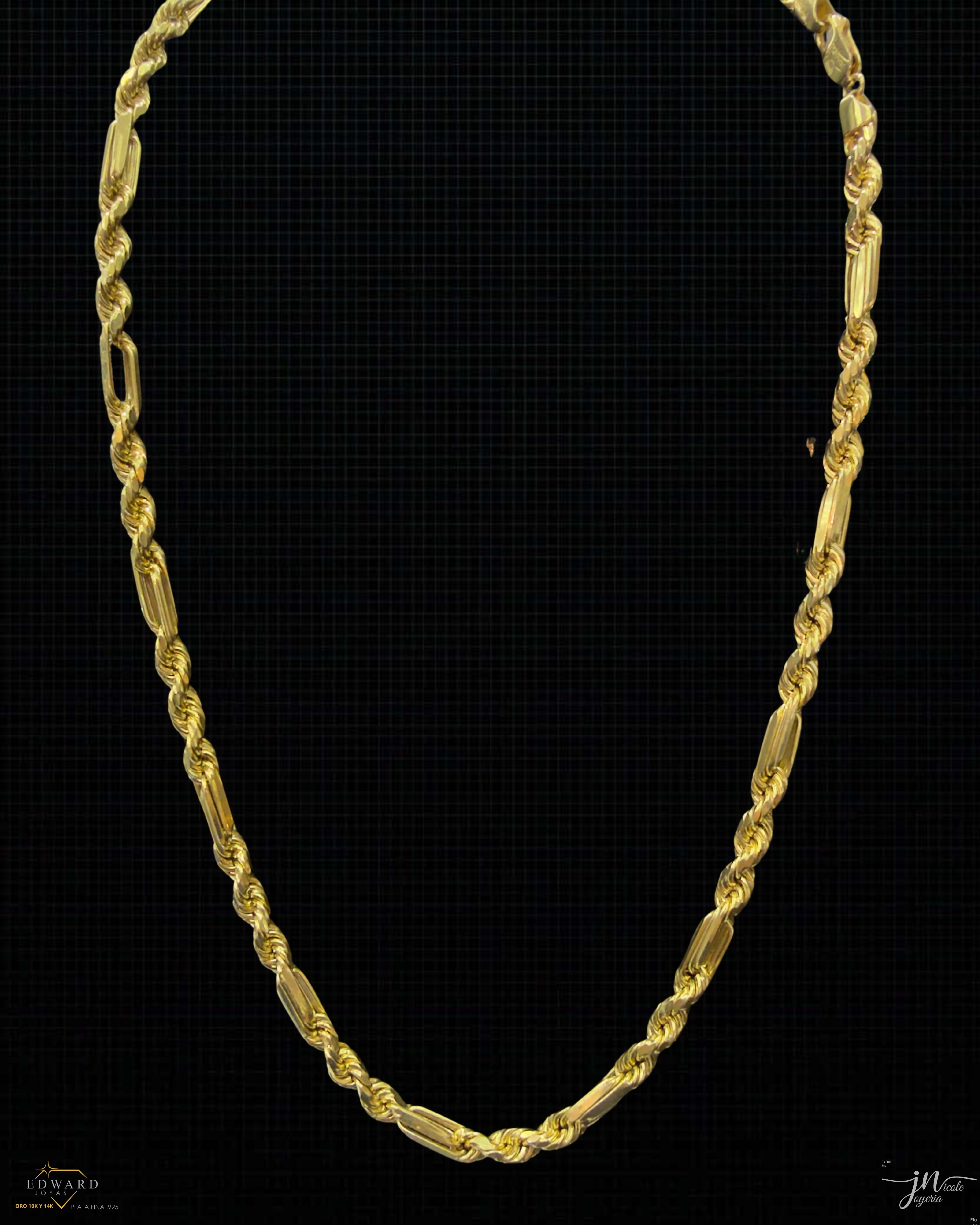 Cadena Torzal fígaro en Oro de 10K en 5mm