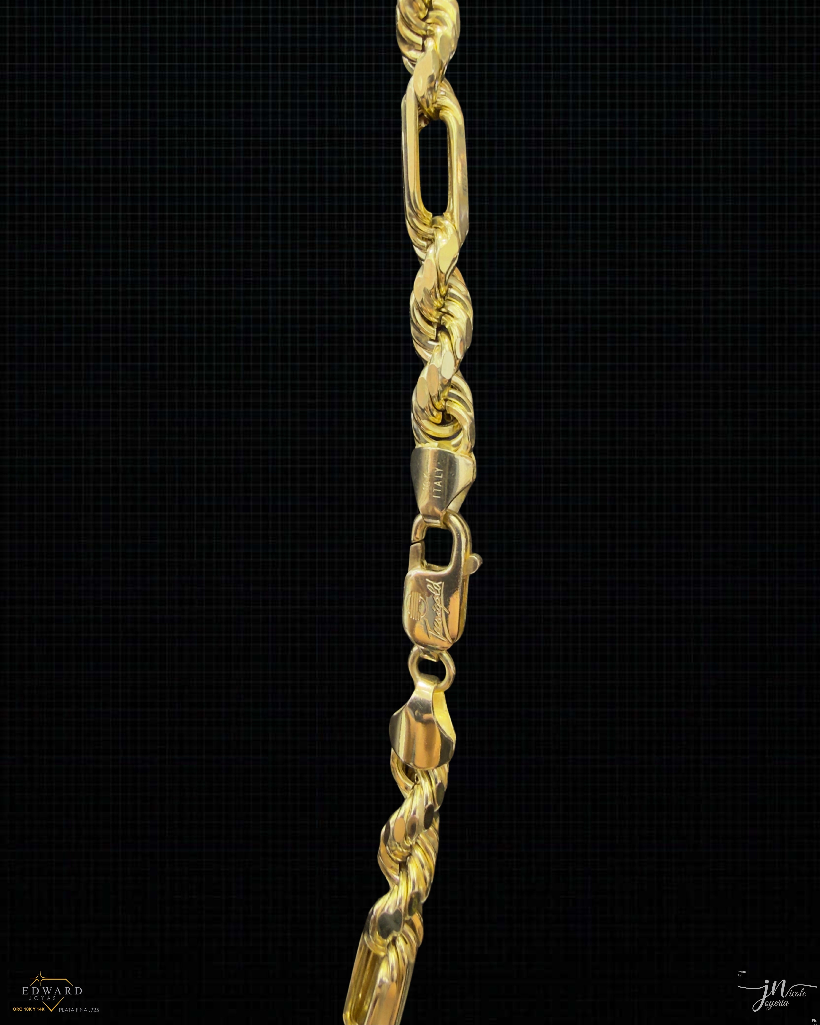 Cadena Torzal fígaro en Oro de 10K en 5mm