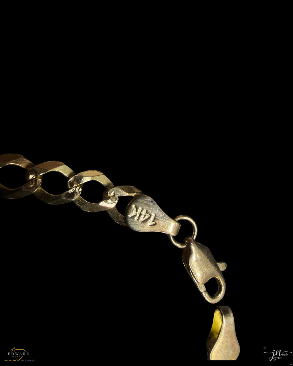 Pulso Barbado sólido diamantado en Oro 14K de 6mm