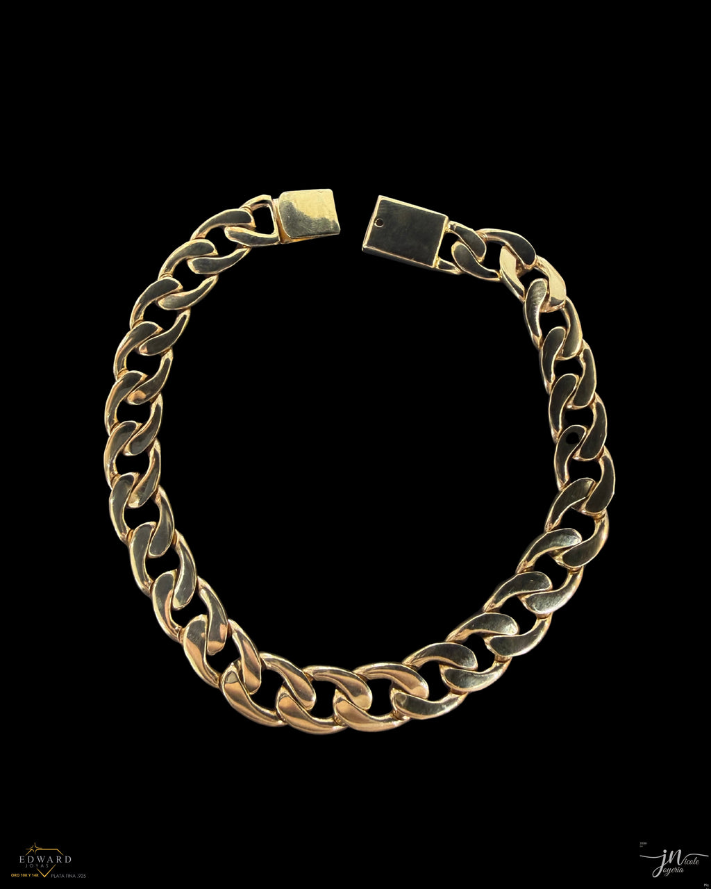 Pulso Barbado sólido en Oro de 14K de 9mm