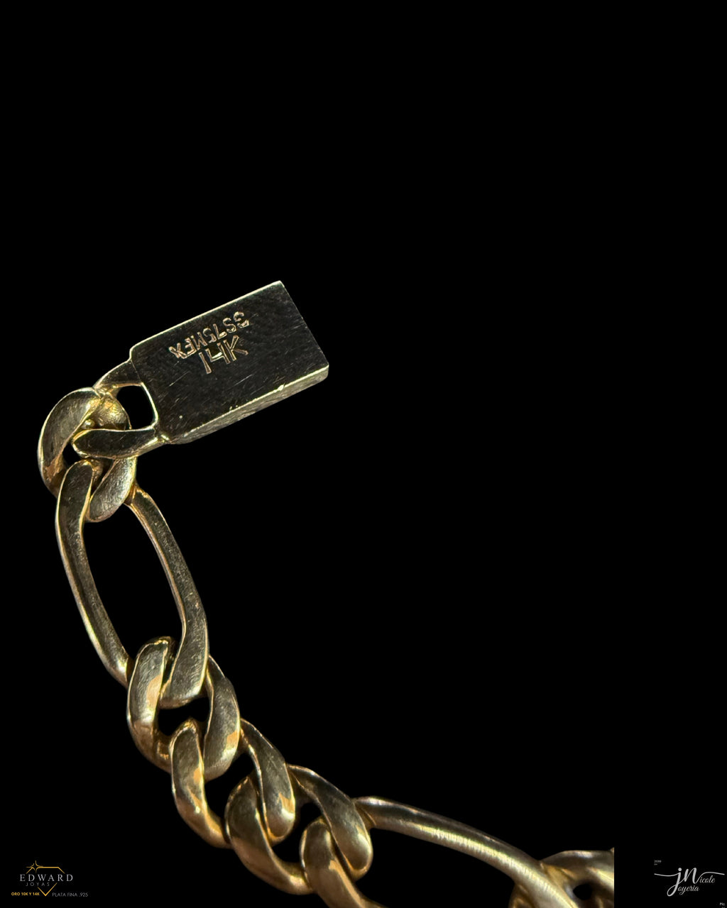 Pulso Fígaro estilo 3x1 sólido en Oro 14K de 7mm