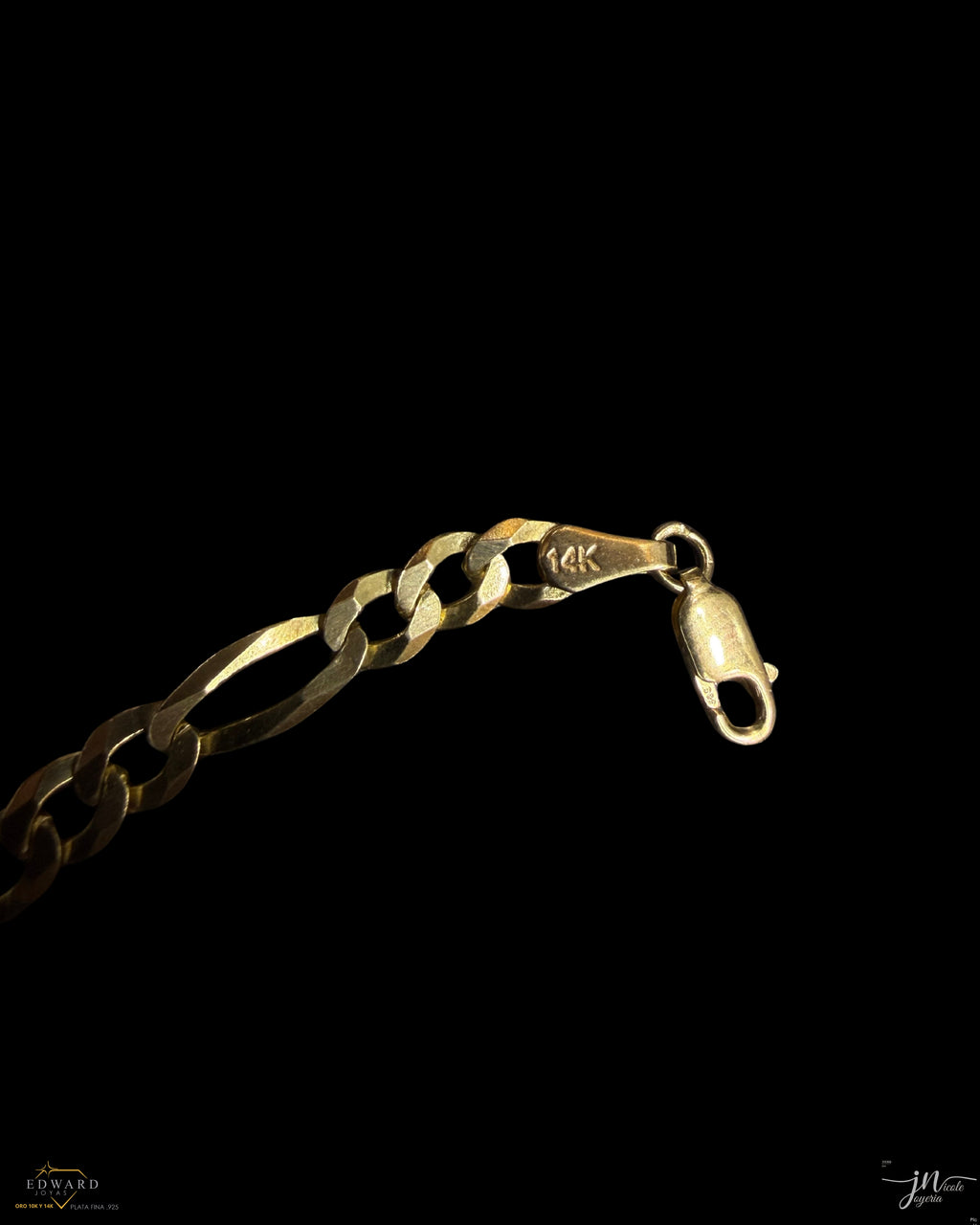 Pulso Fígaro estilo 3x1 sólido en Oro 14K de 5mm