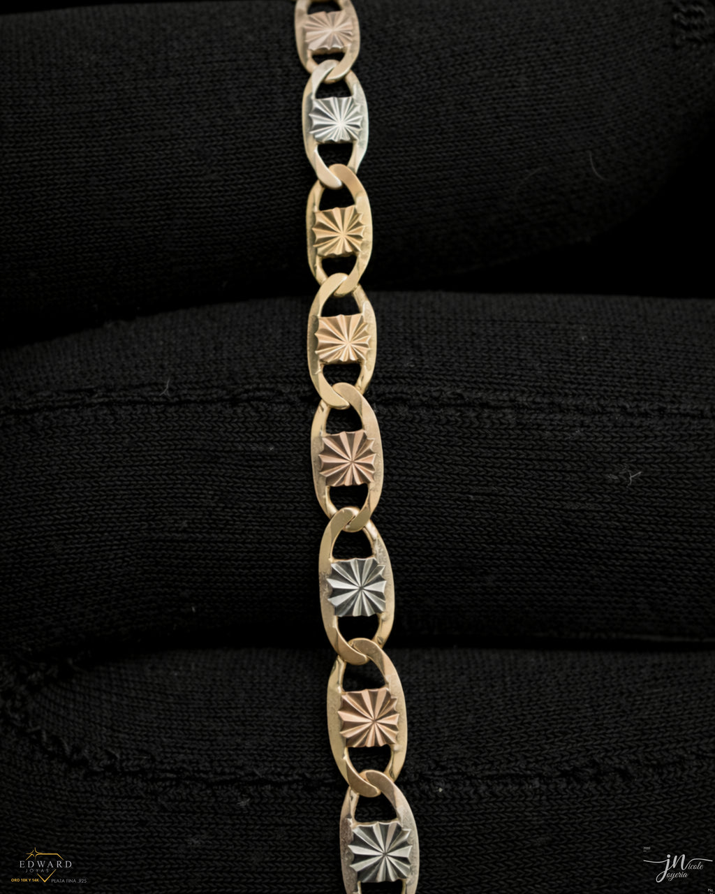 Pulso estilo Marinero en tres oros en Oro 10K de 5mm