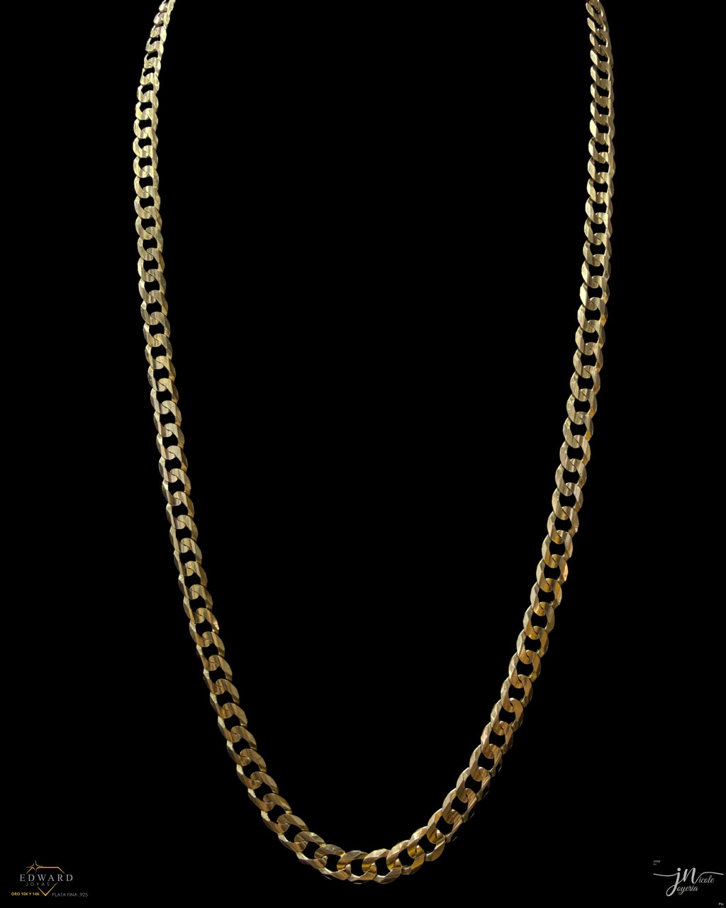 Cadena cubann sólida de oro 10k en 7mm