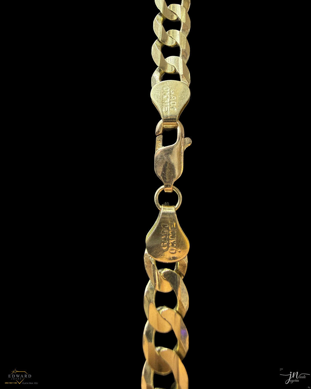 Cadena cubann sólida de oro 10k en 7mm