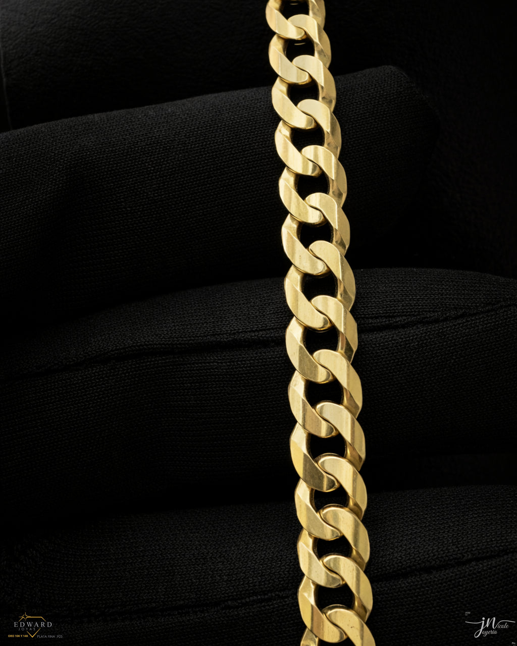 Cadena cubann sólida de oro 10k en 7mm