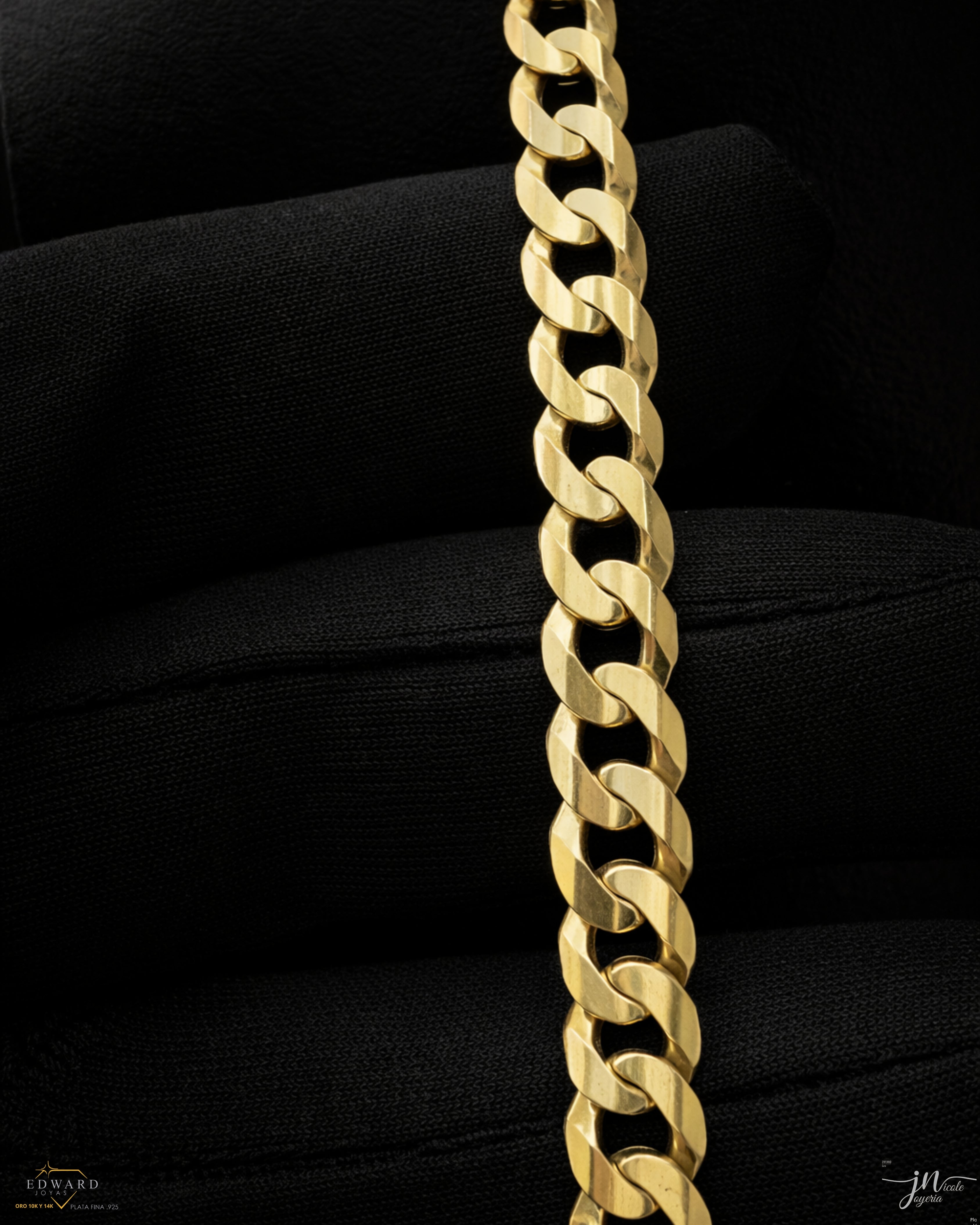 Cadena cubann sólida de oro 10k en 7mm