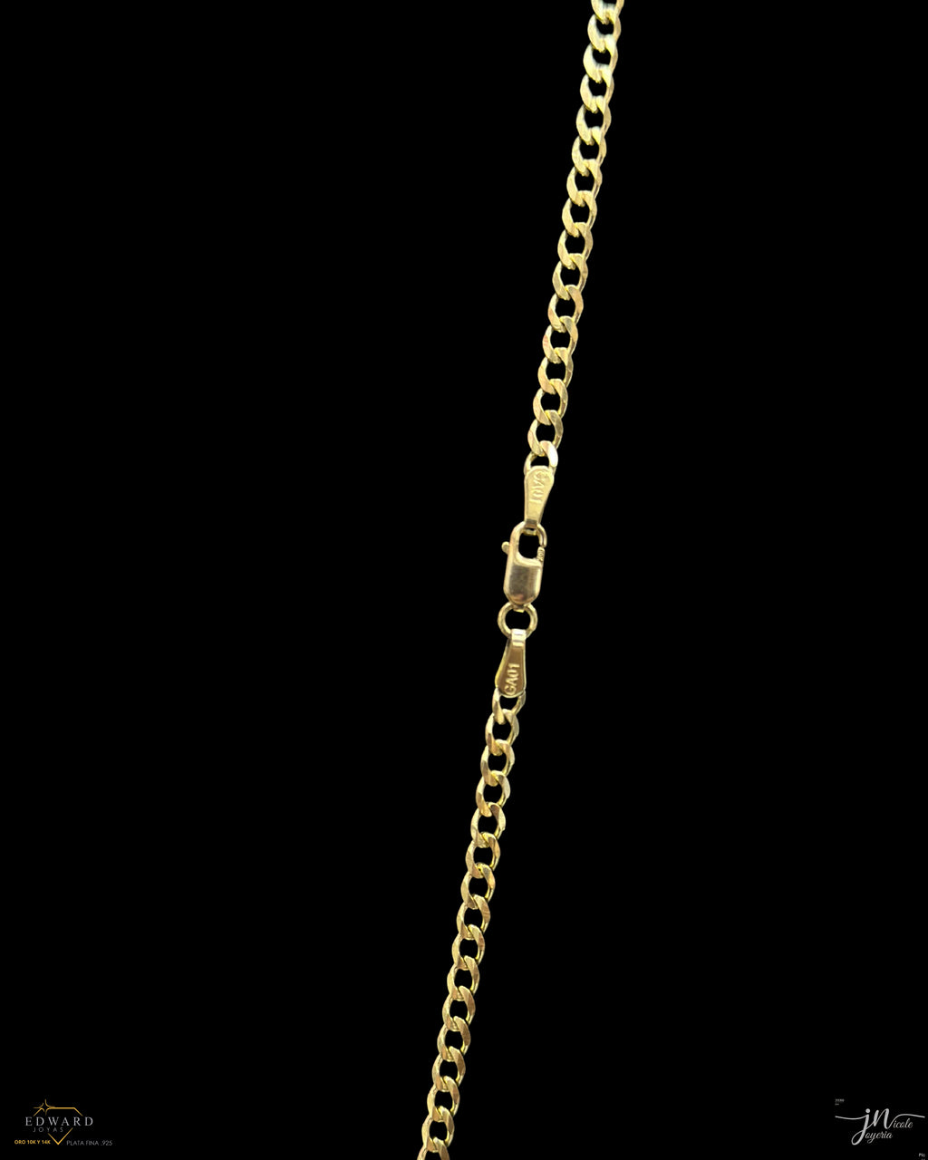Cadena cubann sólida de oro 10k en 3mm