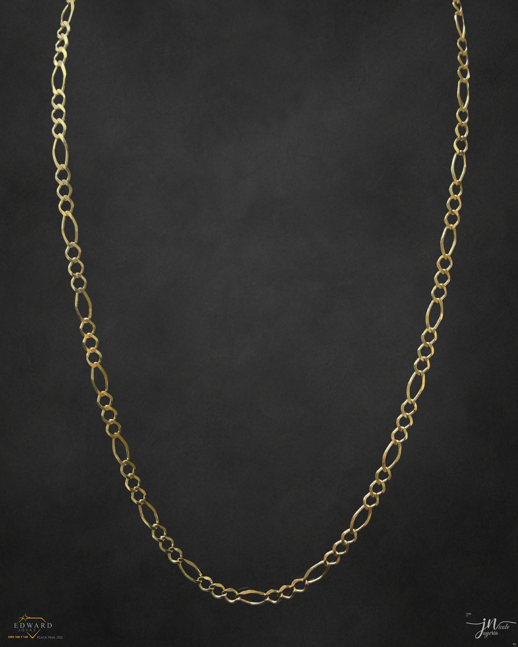 Cadena fígaro tejido 3x1 sólida en oro 10k de 5mm