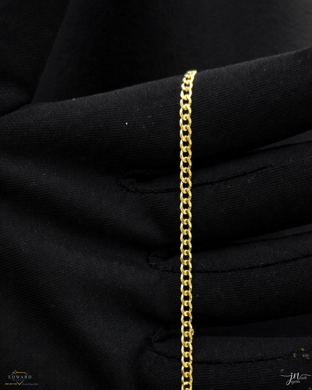 Cadena cubann sólida de oro 10k en 3mm