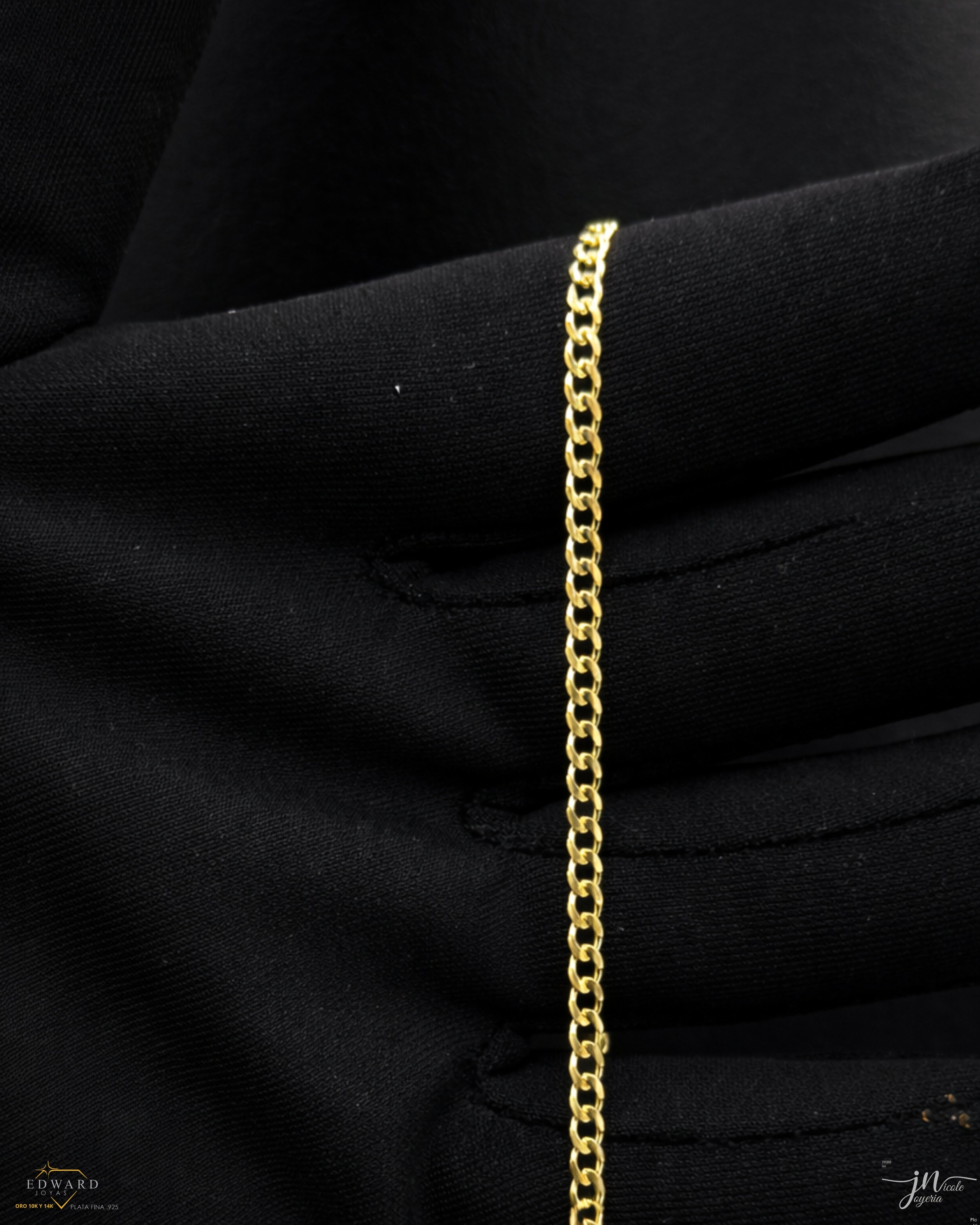 Cadena cubann sólida de oro 10k en 3mm