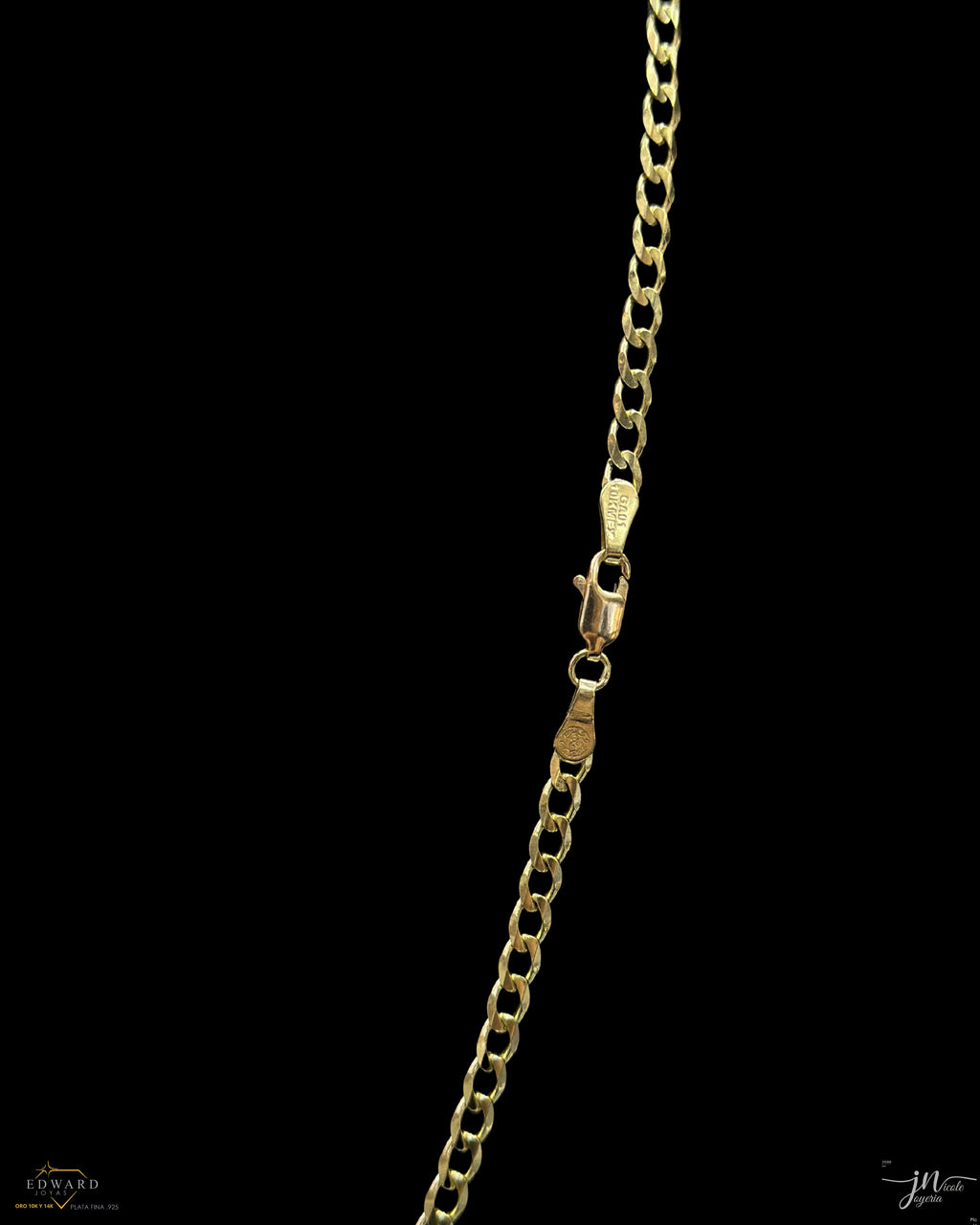 Cadena cubann sólida en oro 10k de 4mm