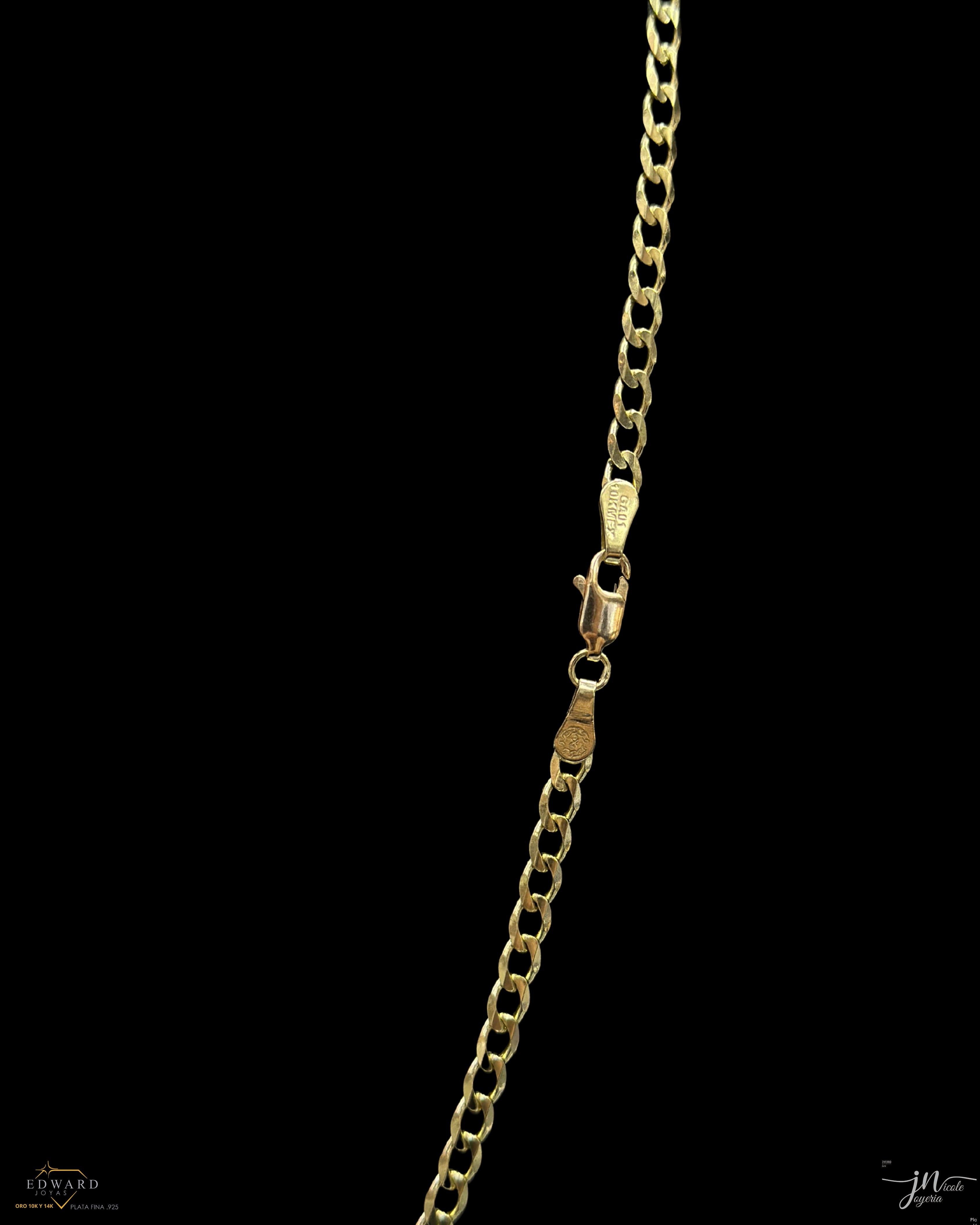 Cadena cubann sólida en oro 10k de 4mm