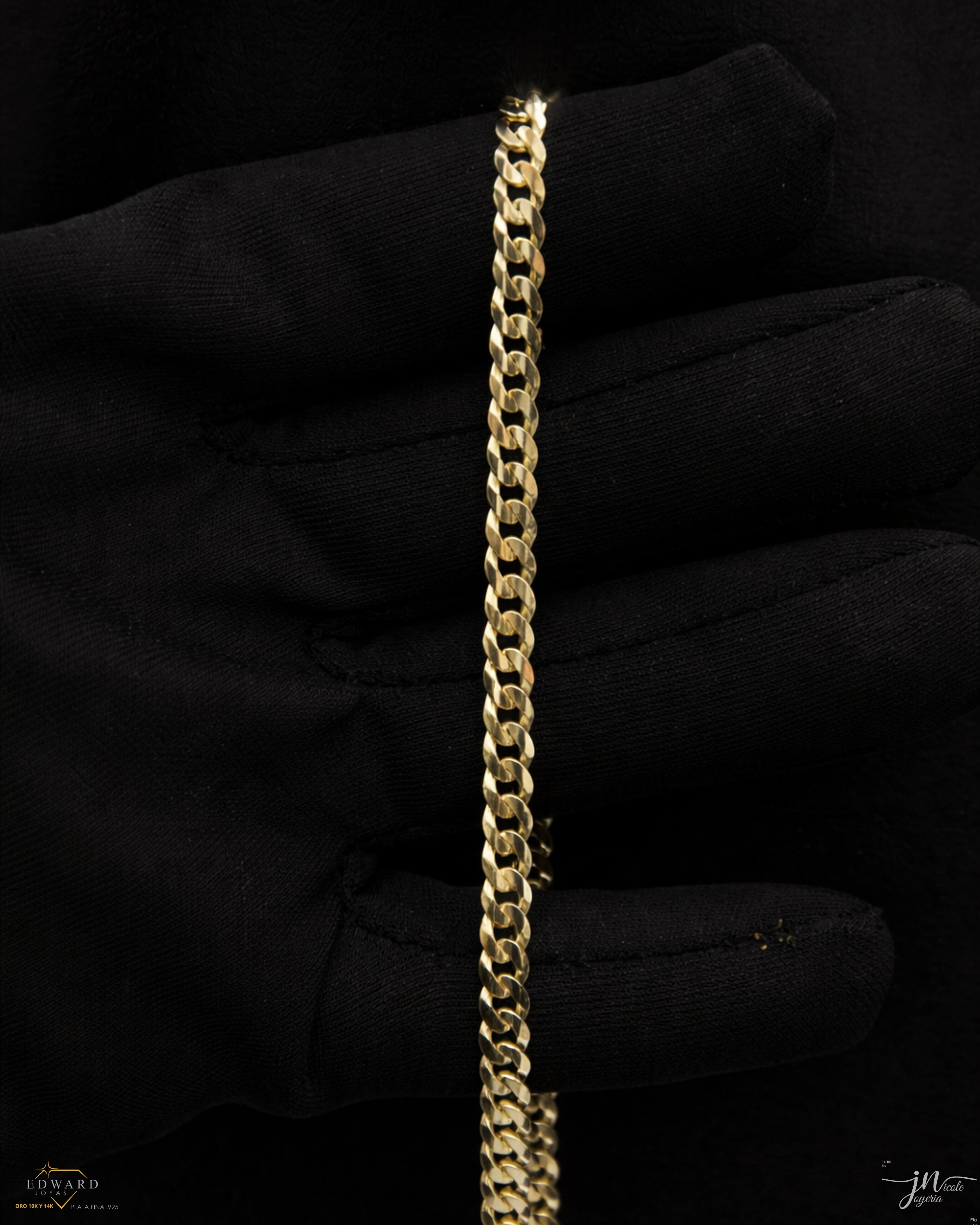 Cadena cubann sólida en oro 10k de 5mm