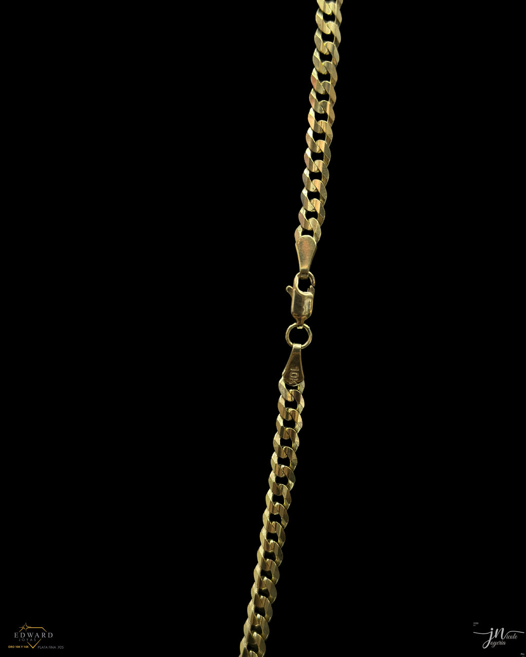 Cadena cubann sólida en oro 10k de 5mm