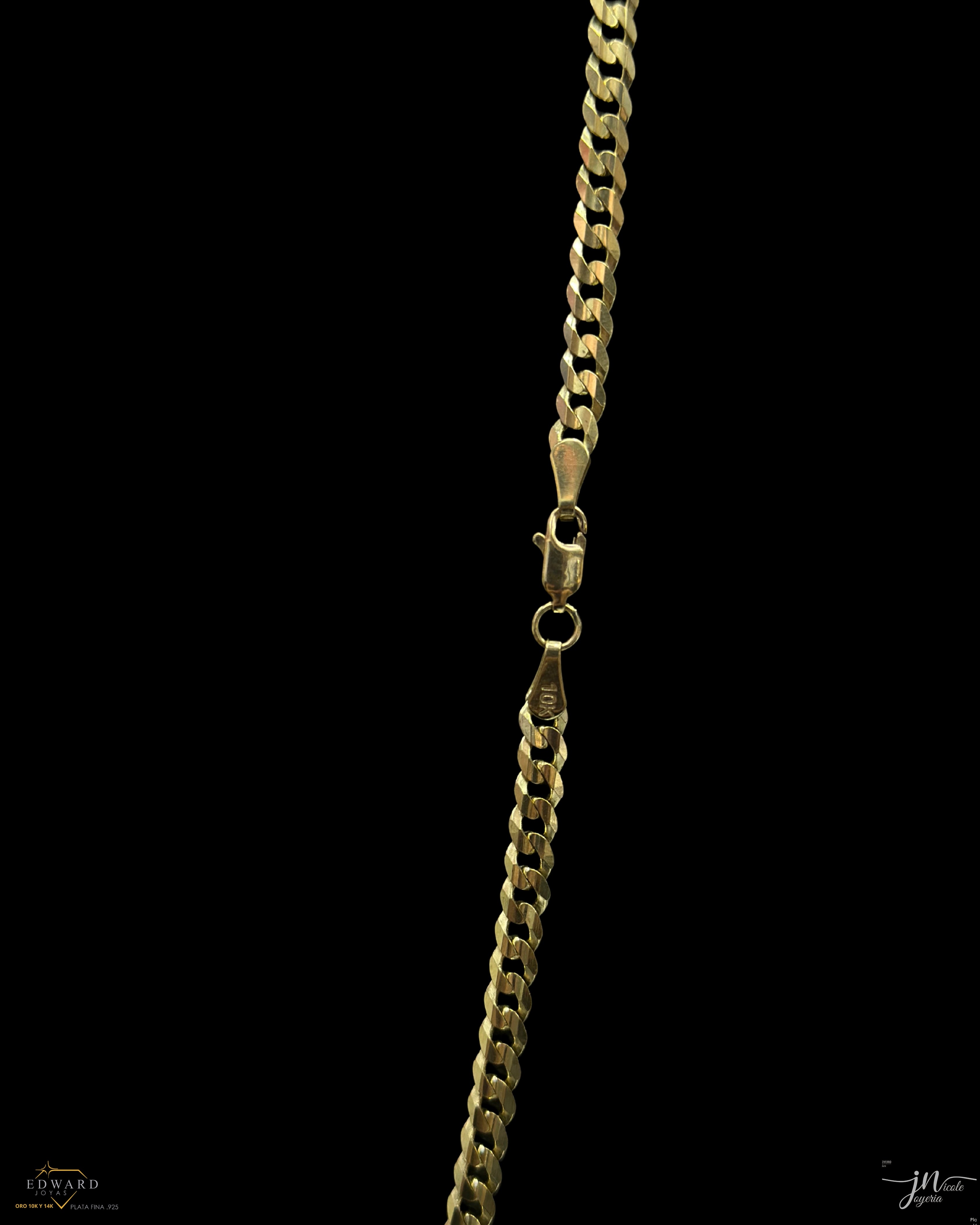Cadena cubann sólida en oro 10k de 5mm