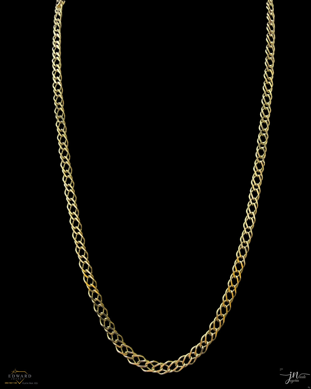 Cadena Doble Barbado de Oro de 10K en 5mm