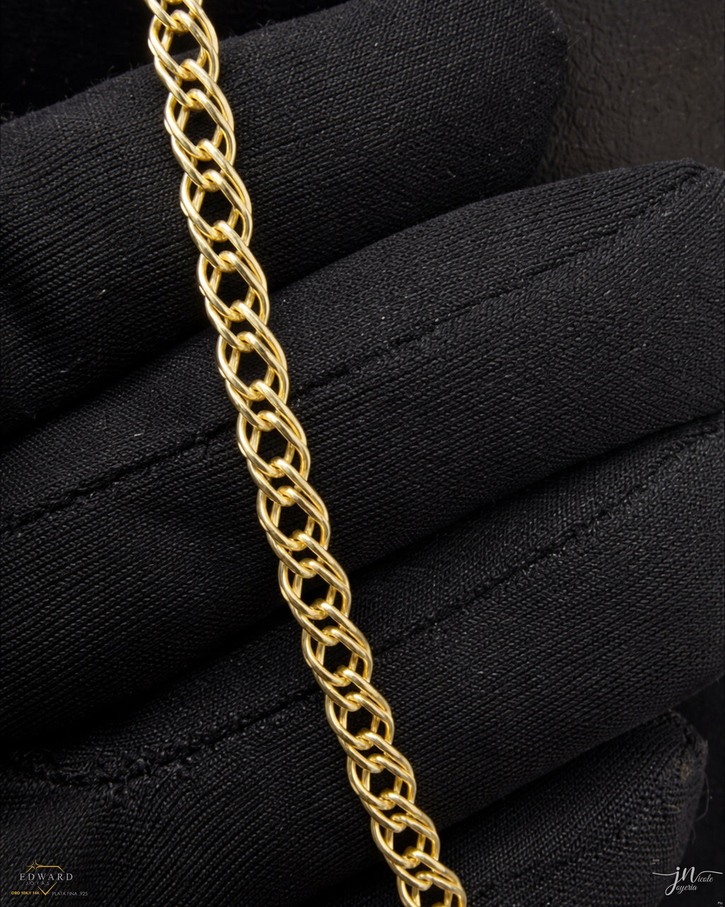 Cadena Doble Barbado de Oro de 10K en 5mm