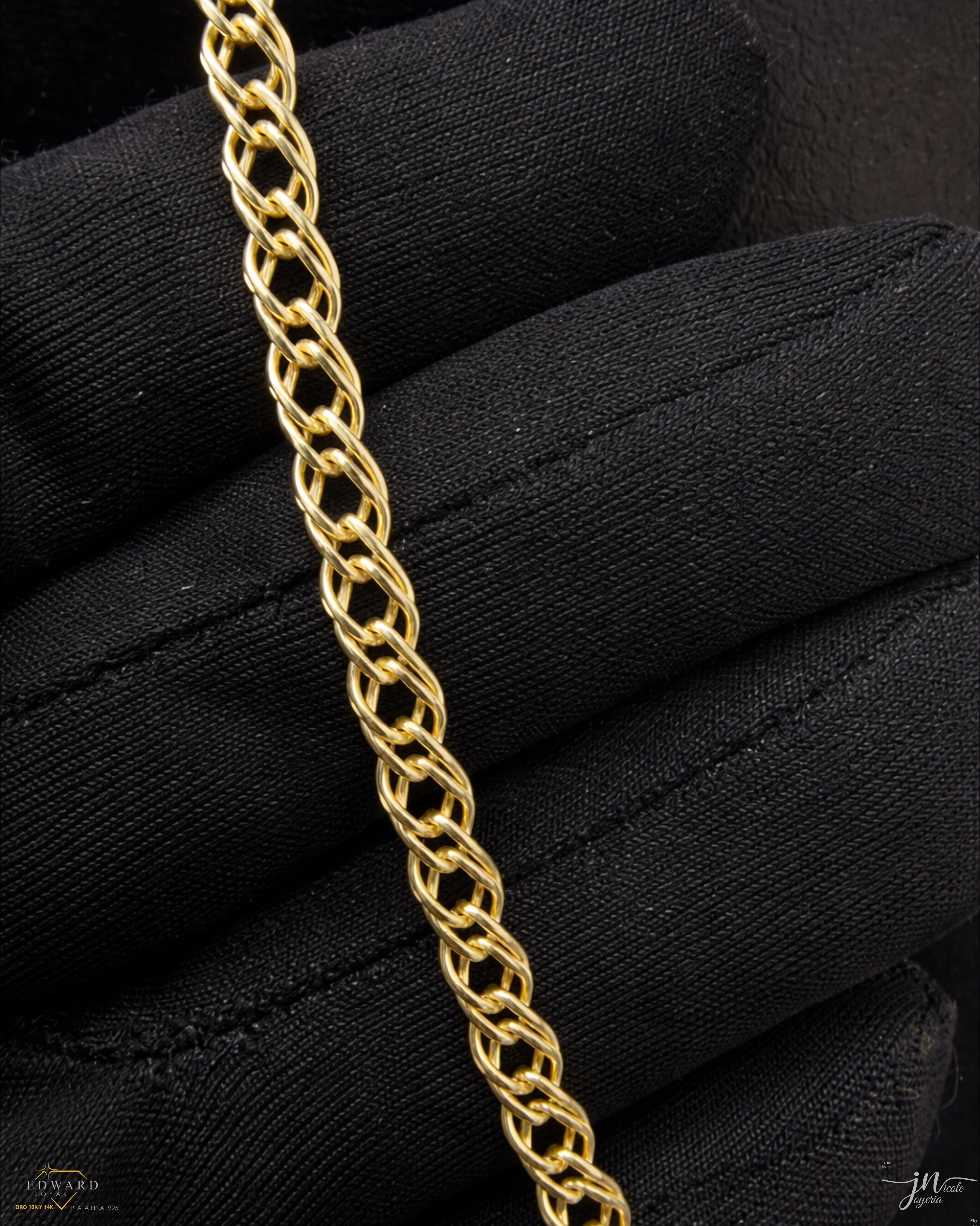 Cadena Doble Barbado de Oro de 10K en 5mm