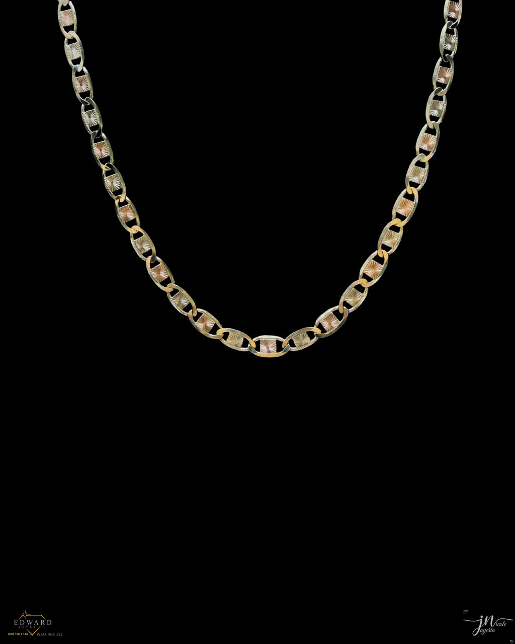 Cadena estilo Marinero en Tres Oros de 10K en 5mm