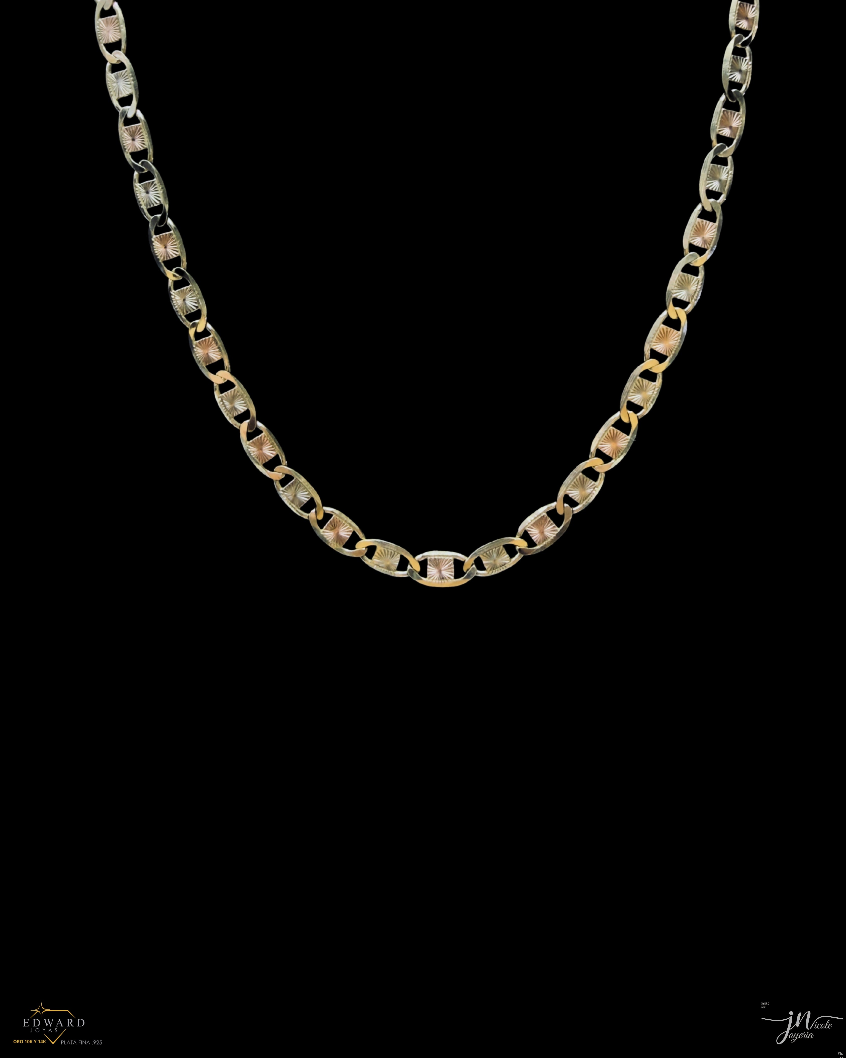 Cadena estilo Marinero en Tres Oros de 10K en 5mm