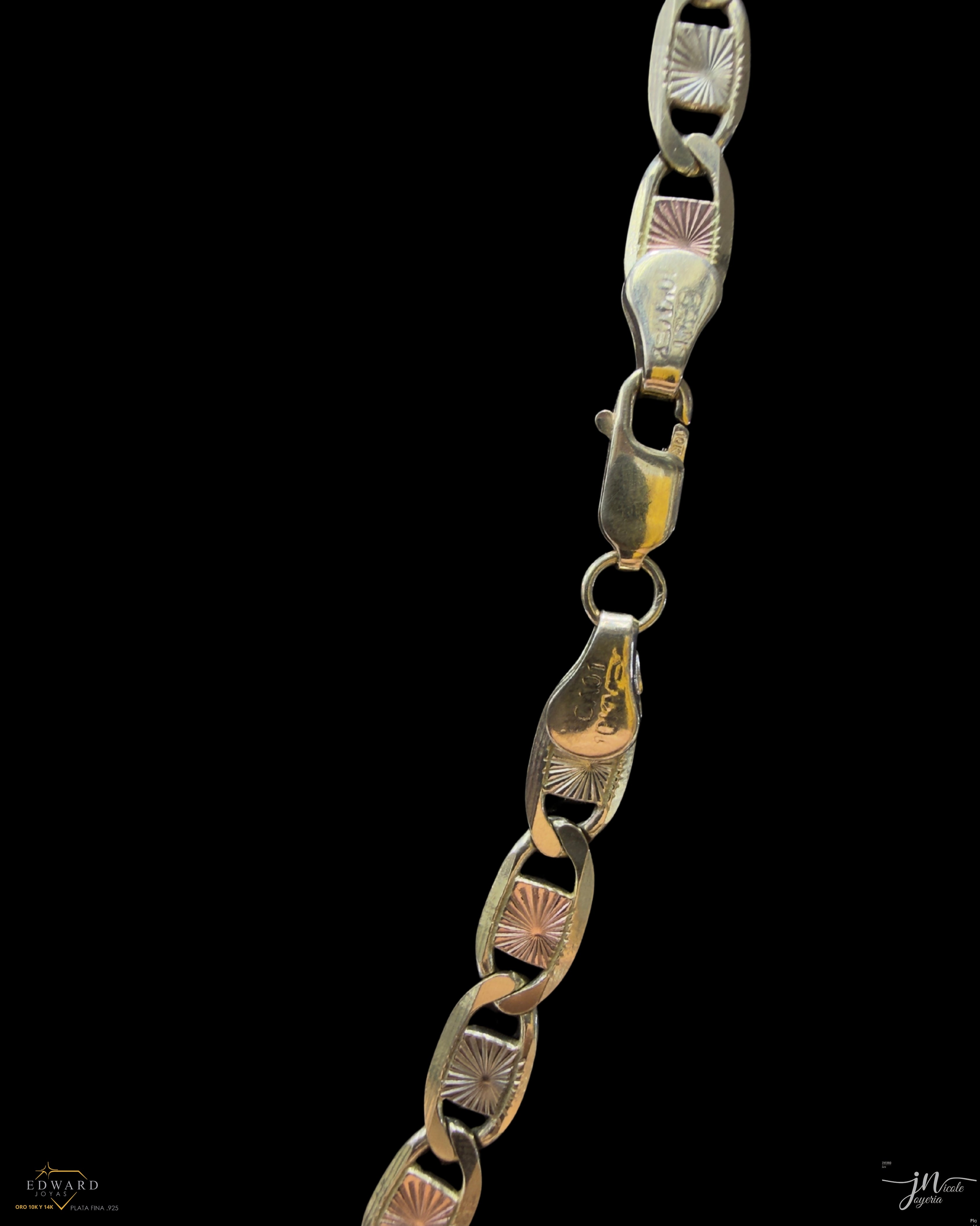 Cadena estilo Marinero en Tres Oros de 10K en 5mm