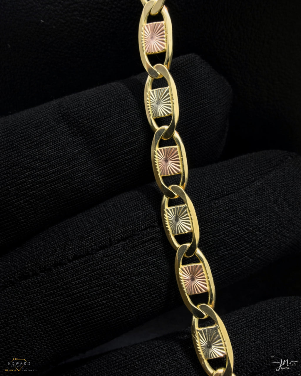 Cadena estilo Marinero en Tres Oros de 10K en 5mm