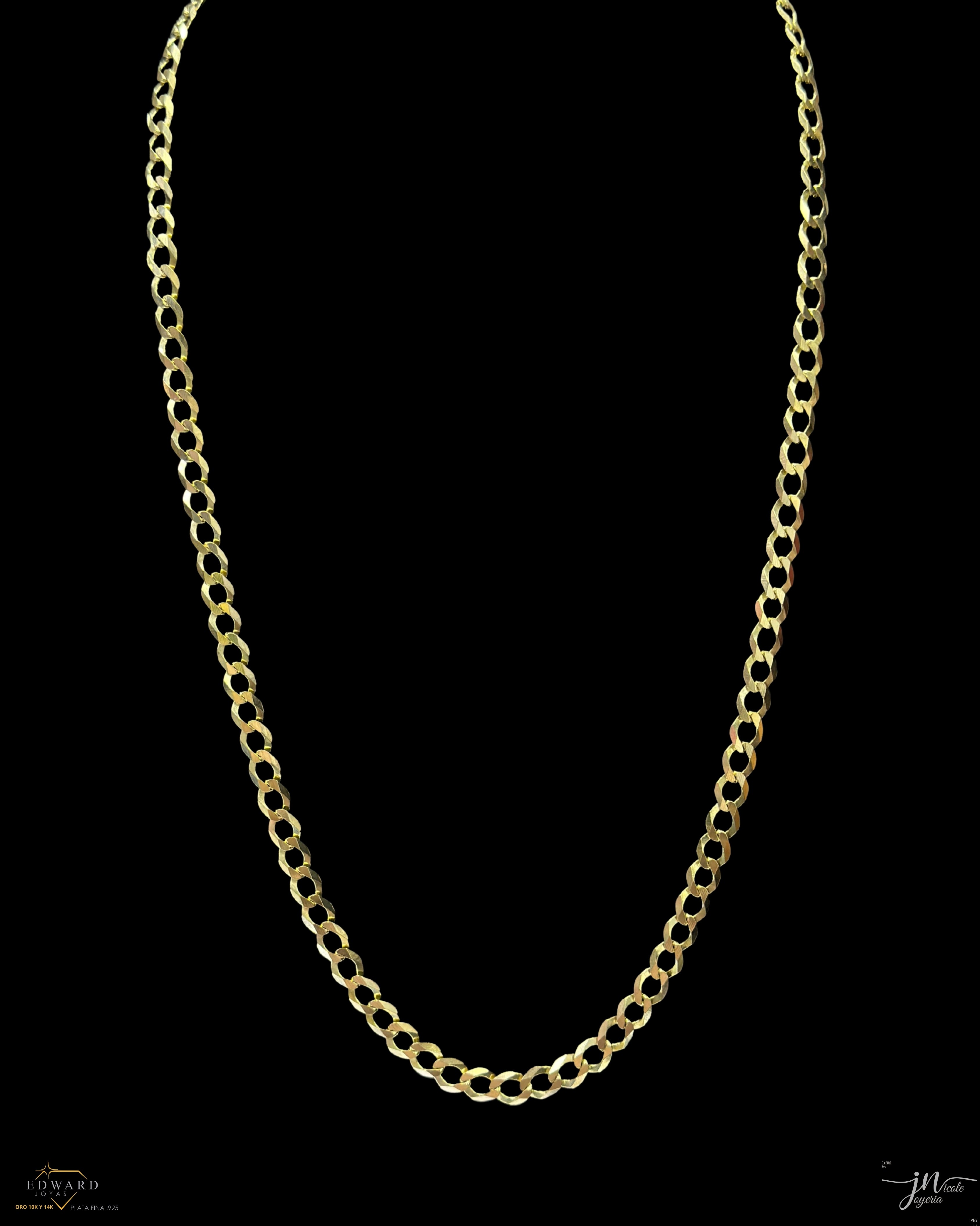 Cadena Cubann Sólida en Oro 14K de 6mm