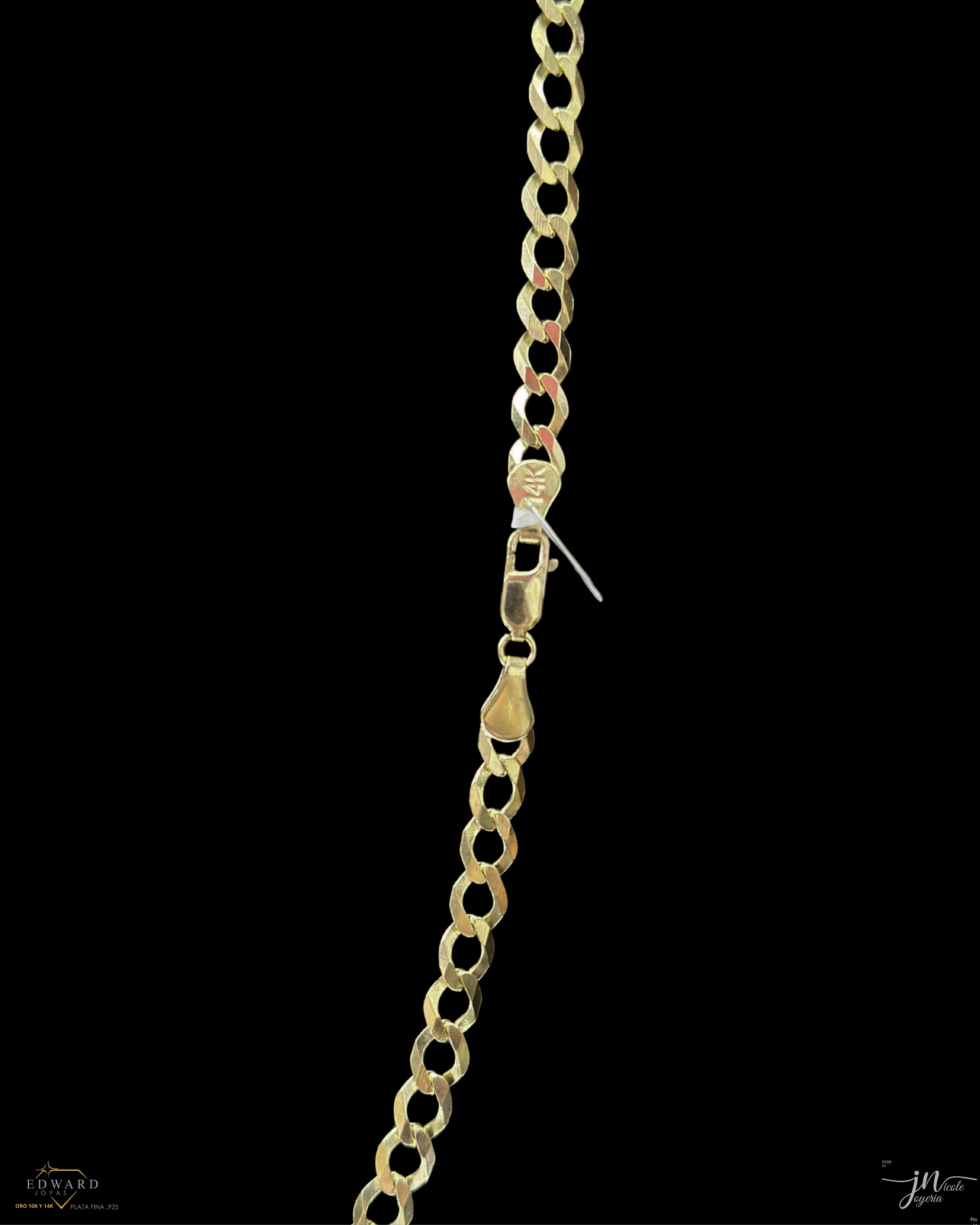 Cadena Cubann Sólida en Oro 14K de 6mm