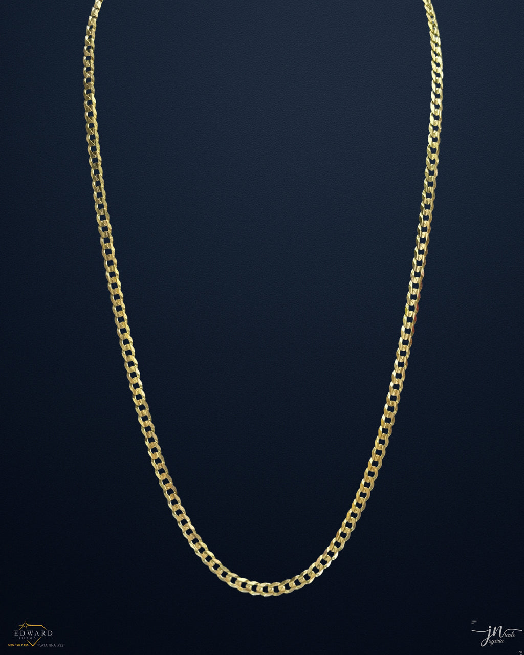 Cadena cubann sólida en oro 10k de 5mm