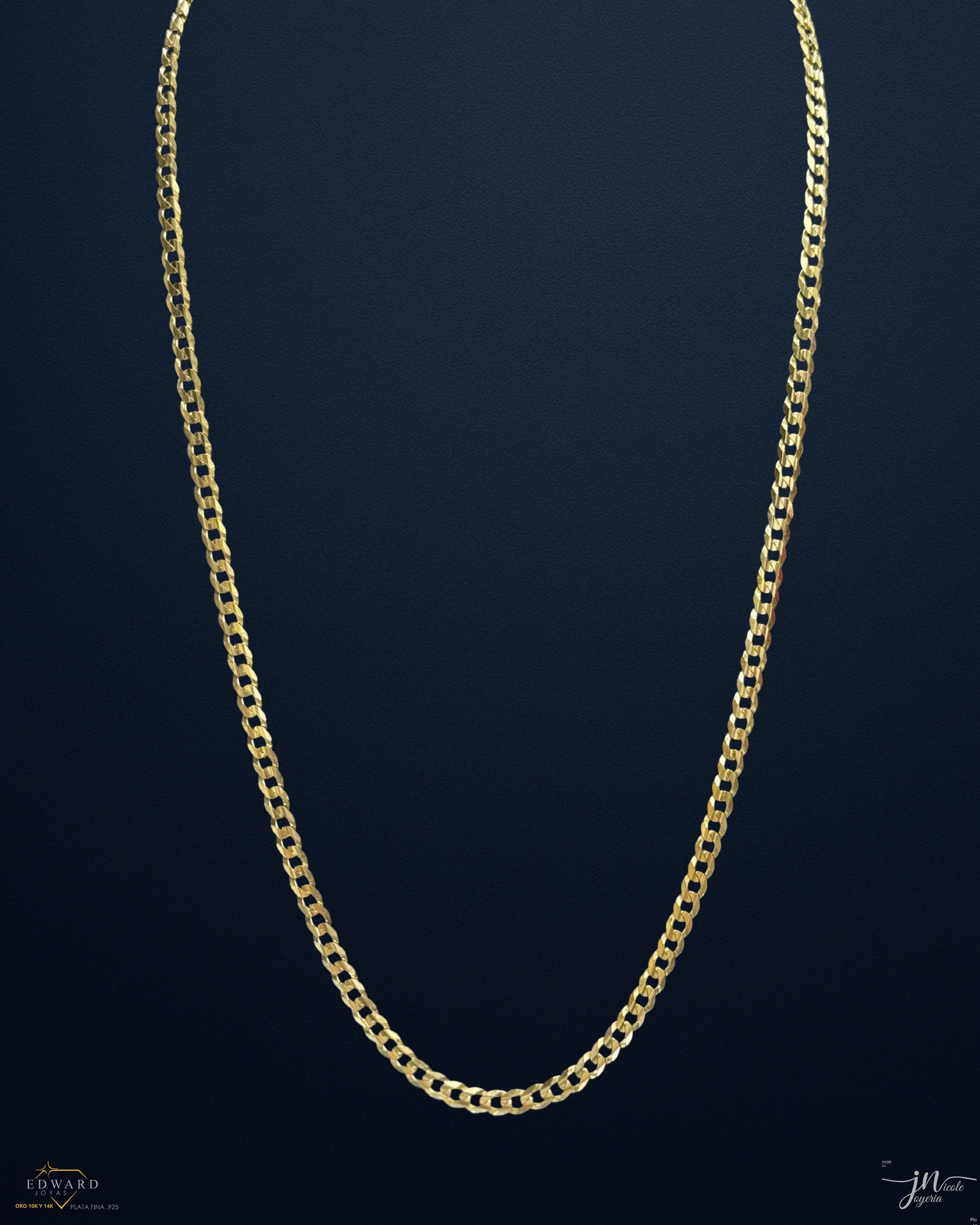 Cadena cubann sólida en oro 10k de 5mm