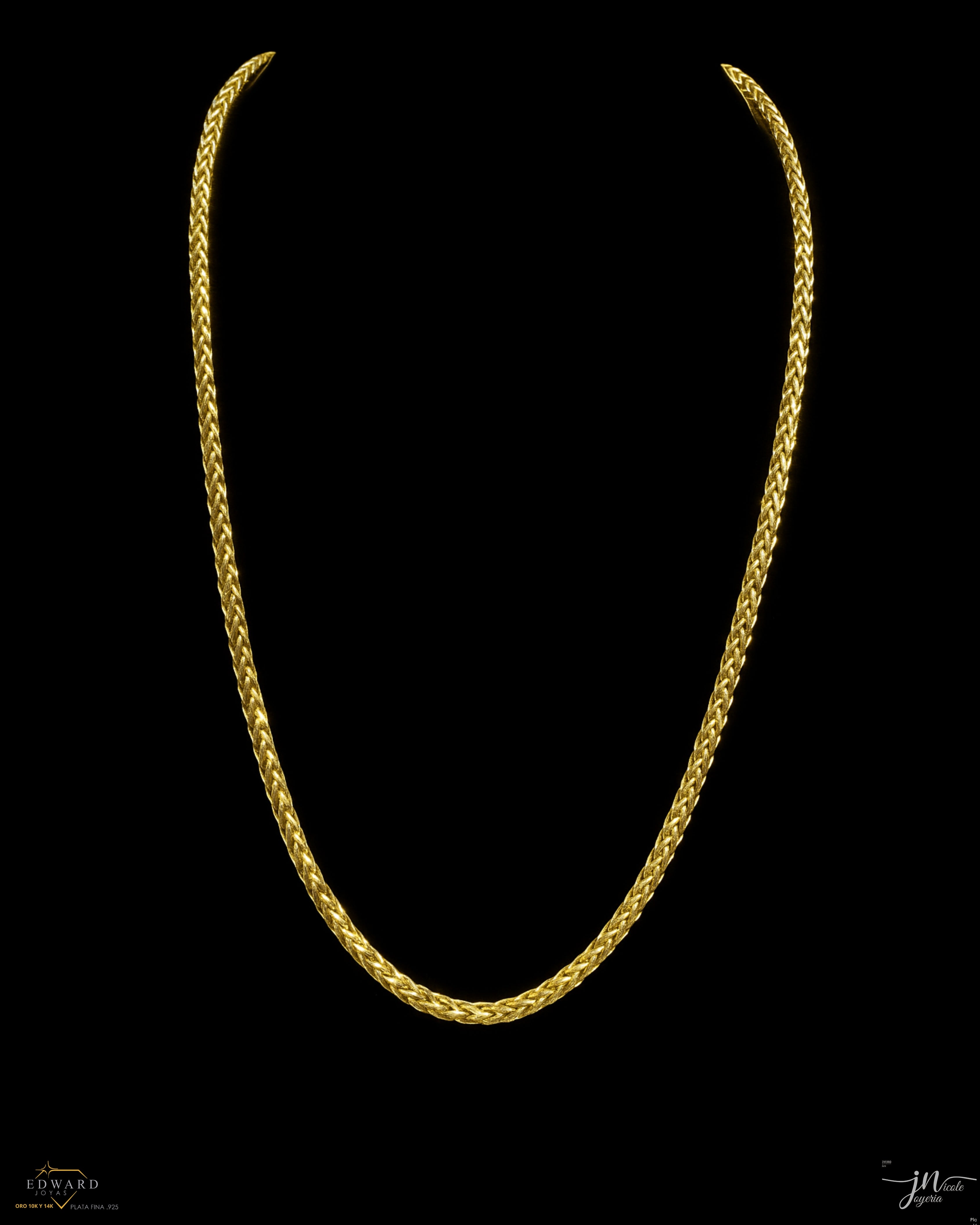 Cadena espiga en oro de 10k en 4mm