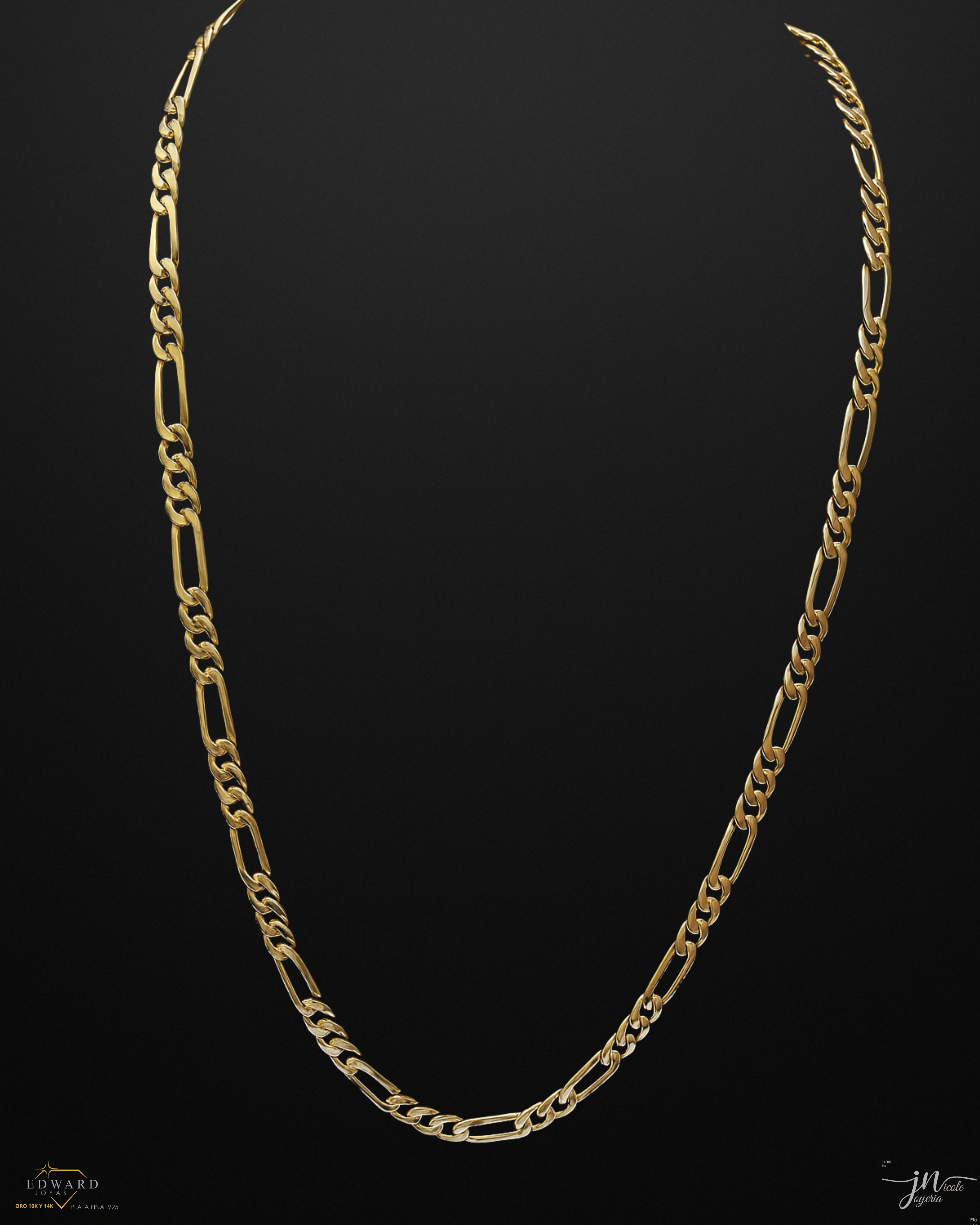 Cadena fígaro 3x1 sólida en oro 10k de 5mm HAM