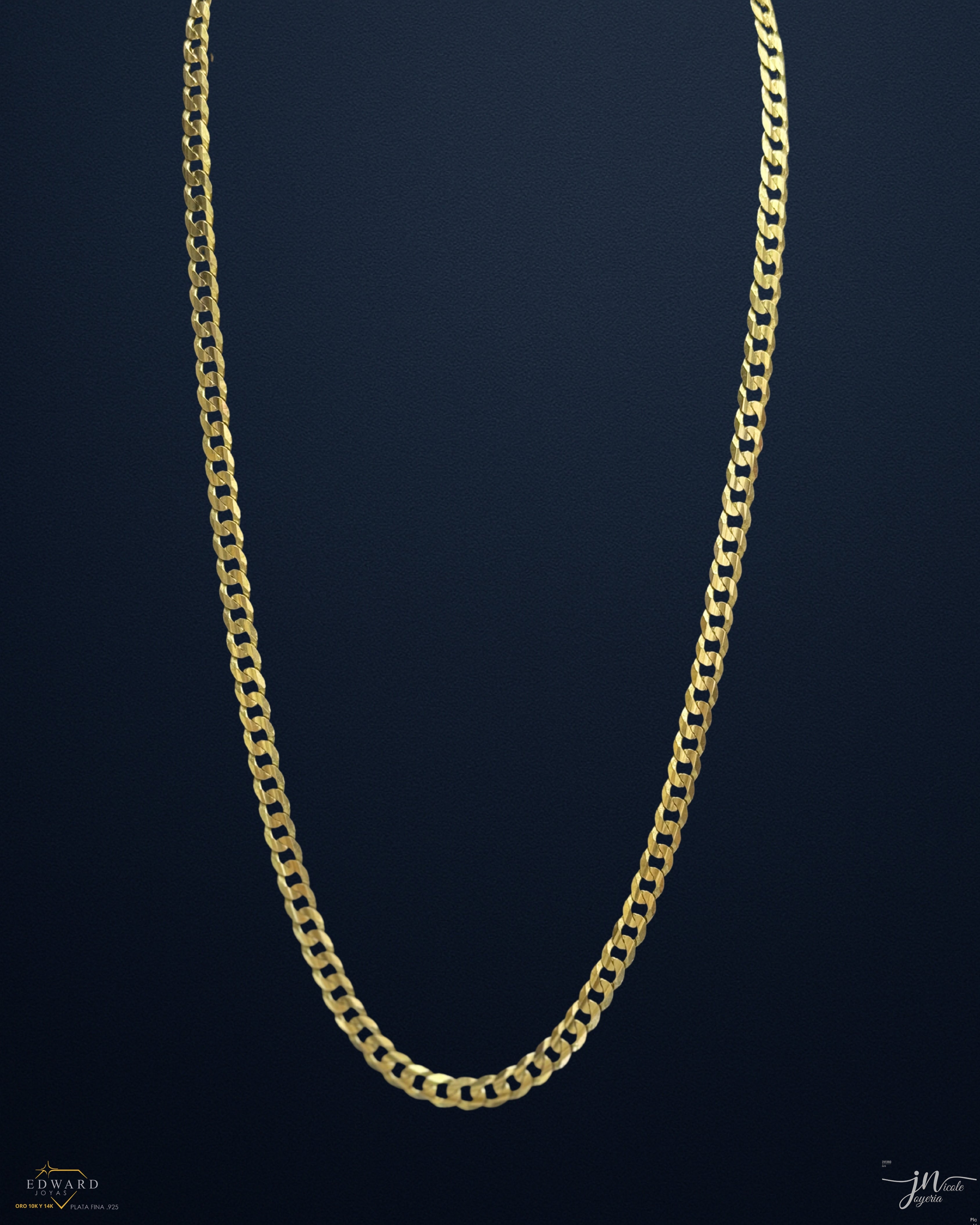 Cadena cubann sólida en oro 10k de 6mm