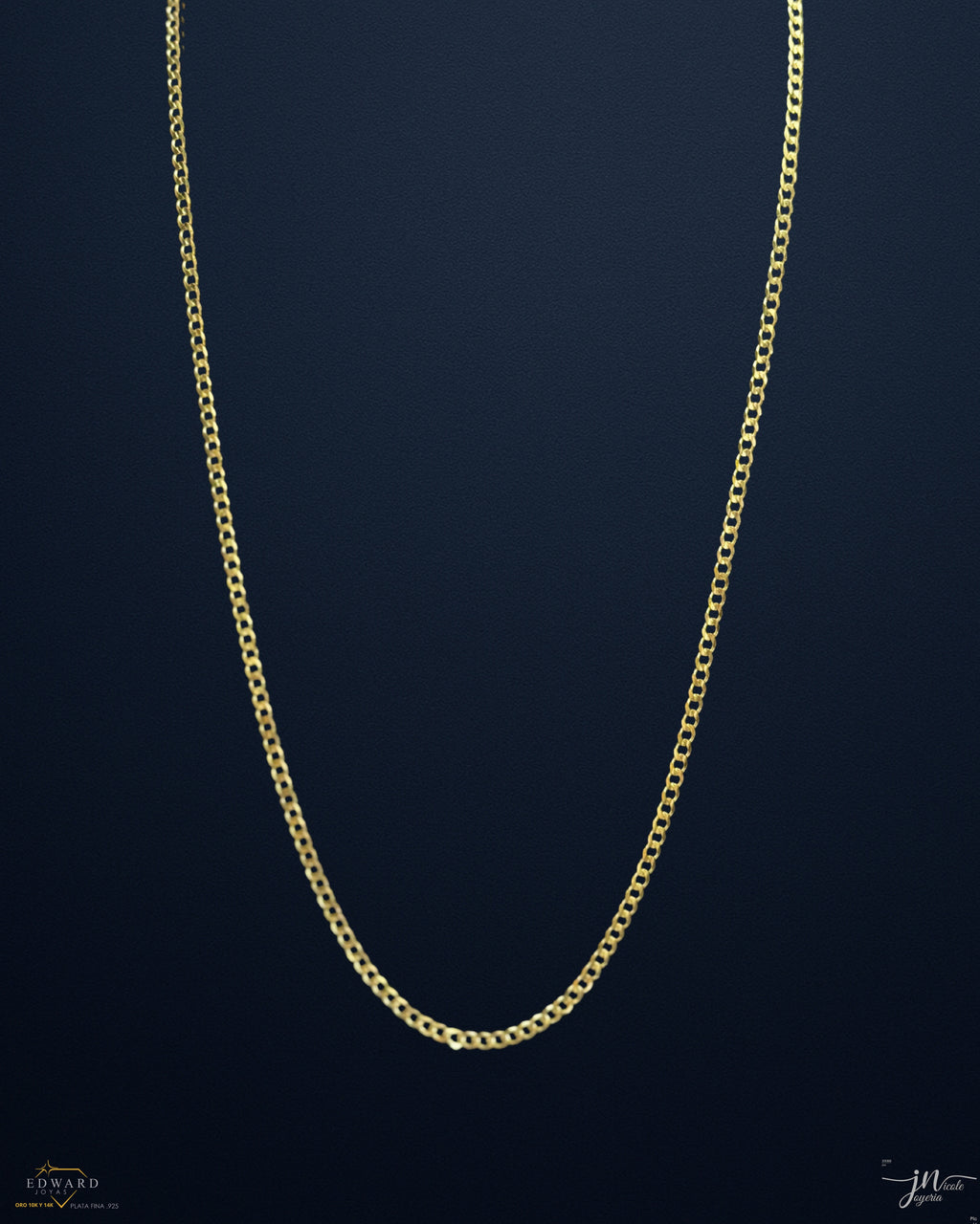 Cadena cubann sólida de oro 10k en 3mm