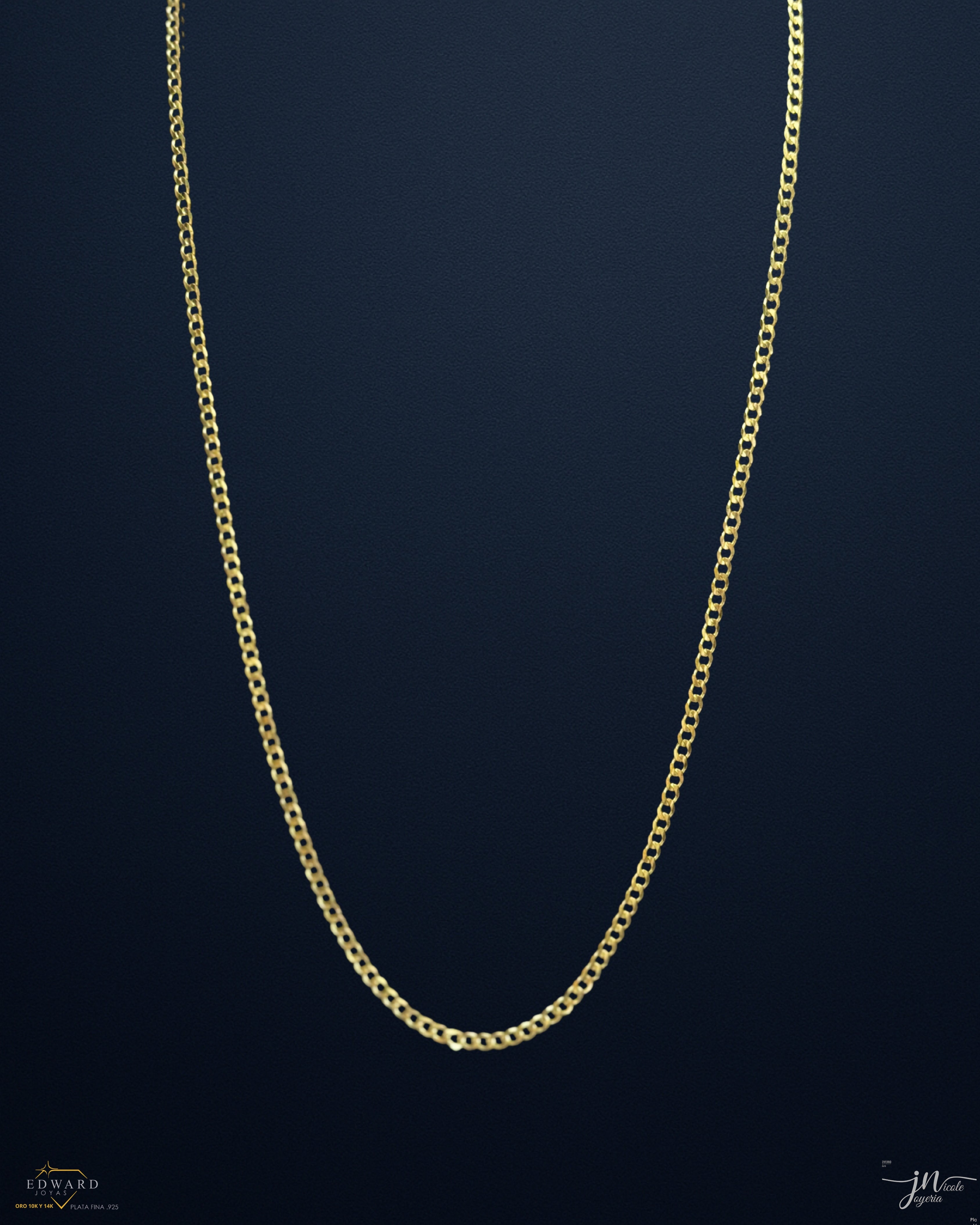Cadena cubann sólida de oro 10k en 3mm