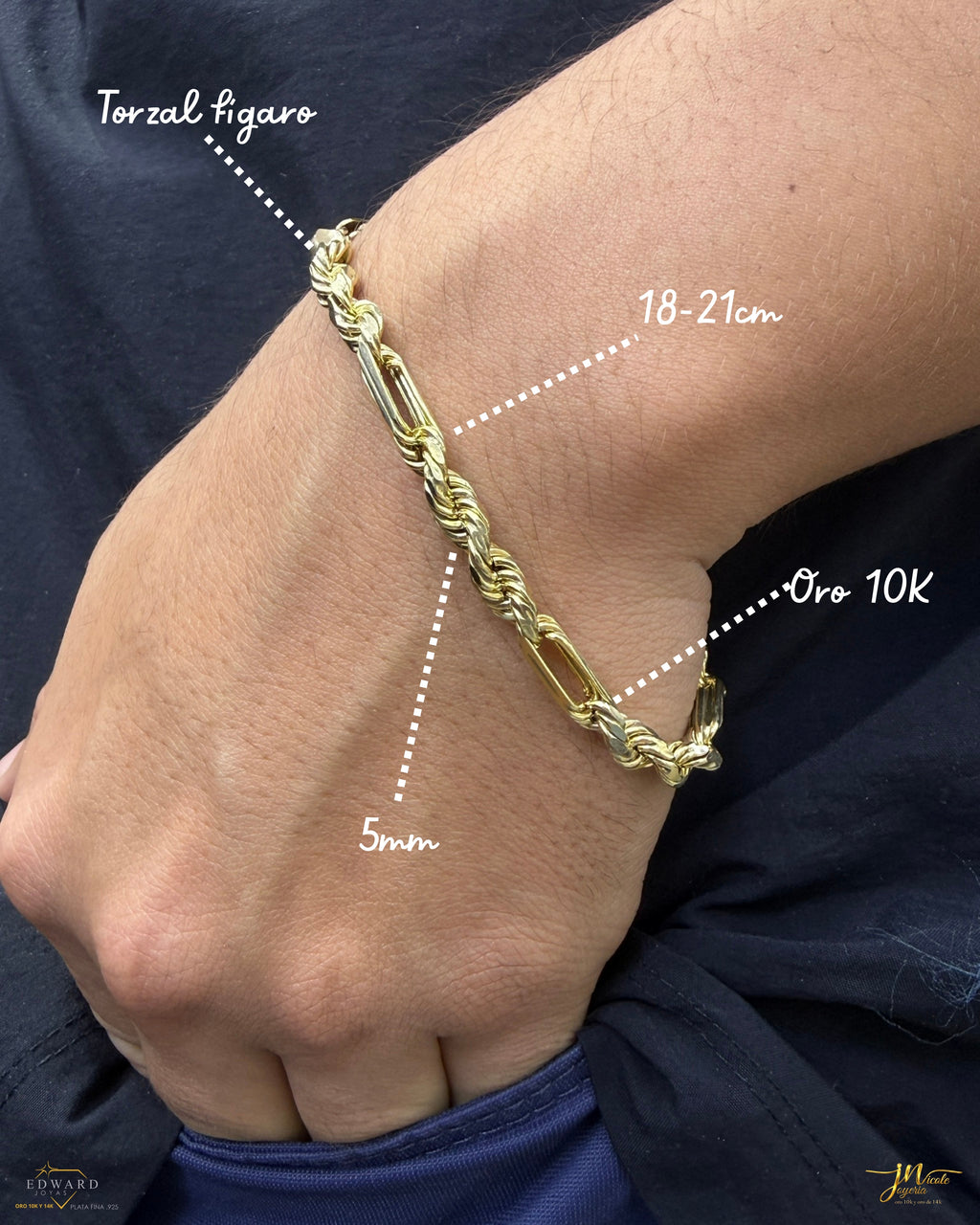 Pulsera fígaro 5mm 10k